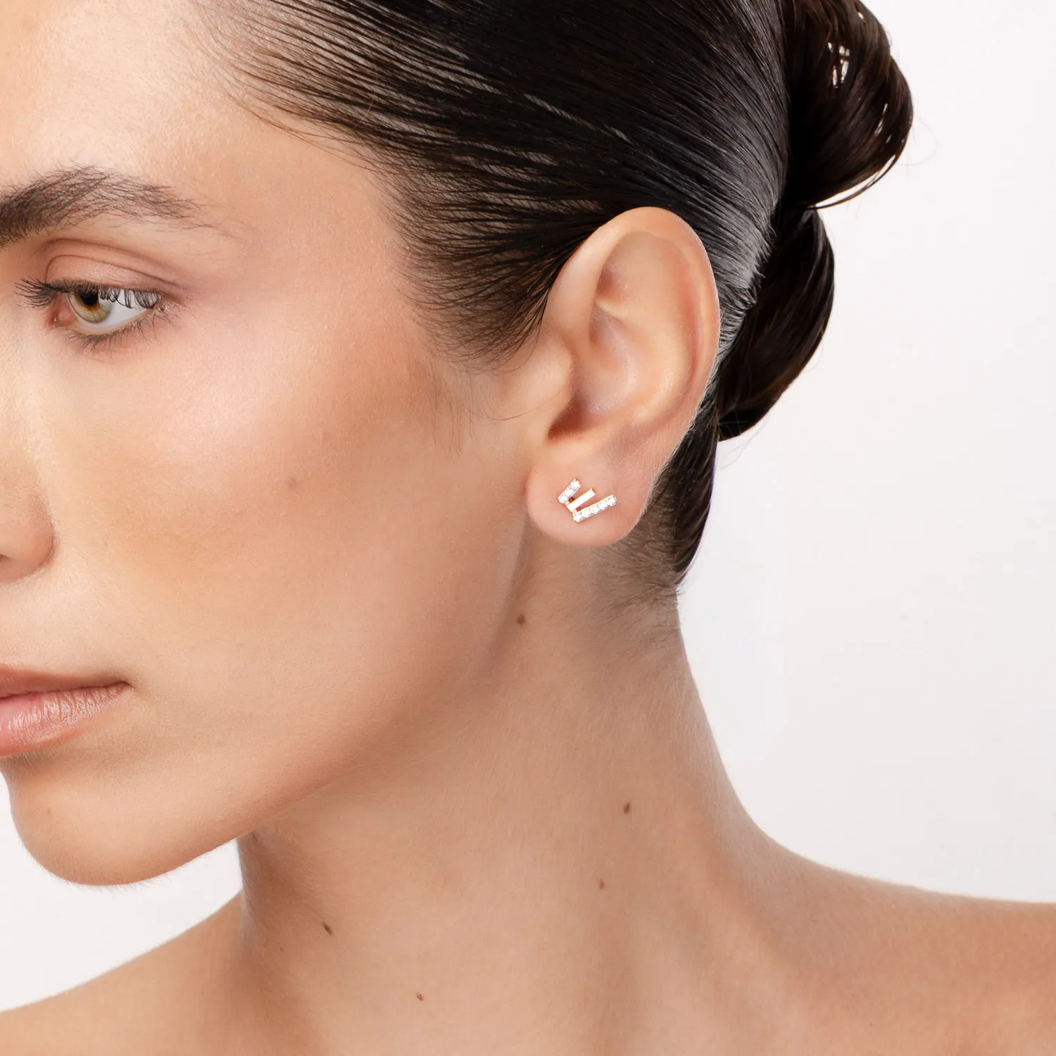 Rose gold geometric earrings with 0.2ct diamonds