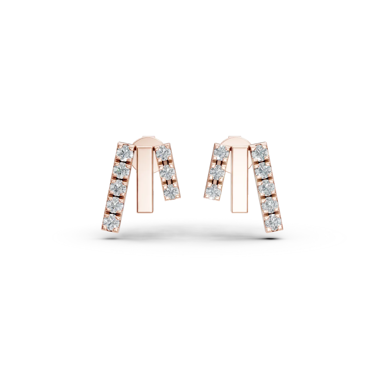 Rózsarany geometrikus fülbevaló 0.2ct gyémánttal-190271