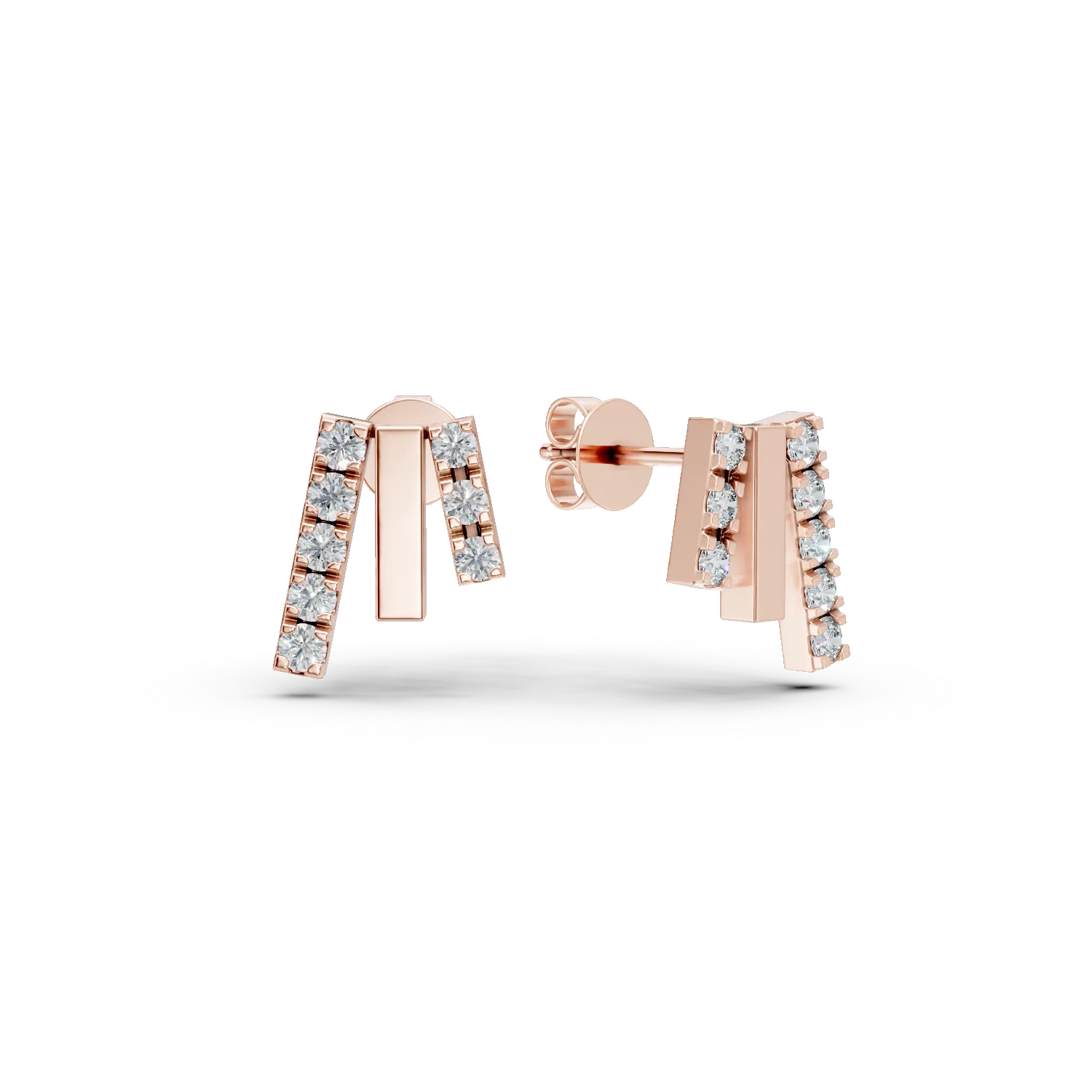 Teilor Cercei geometrici din aur roz cu diamante de 0.2ct