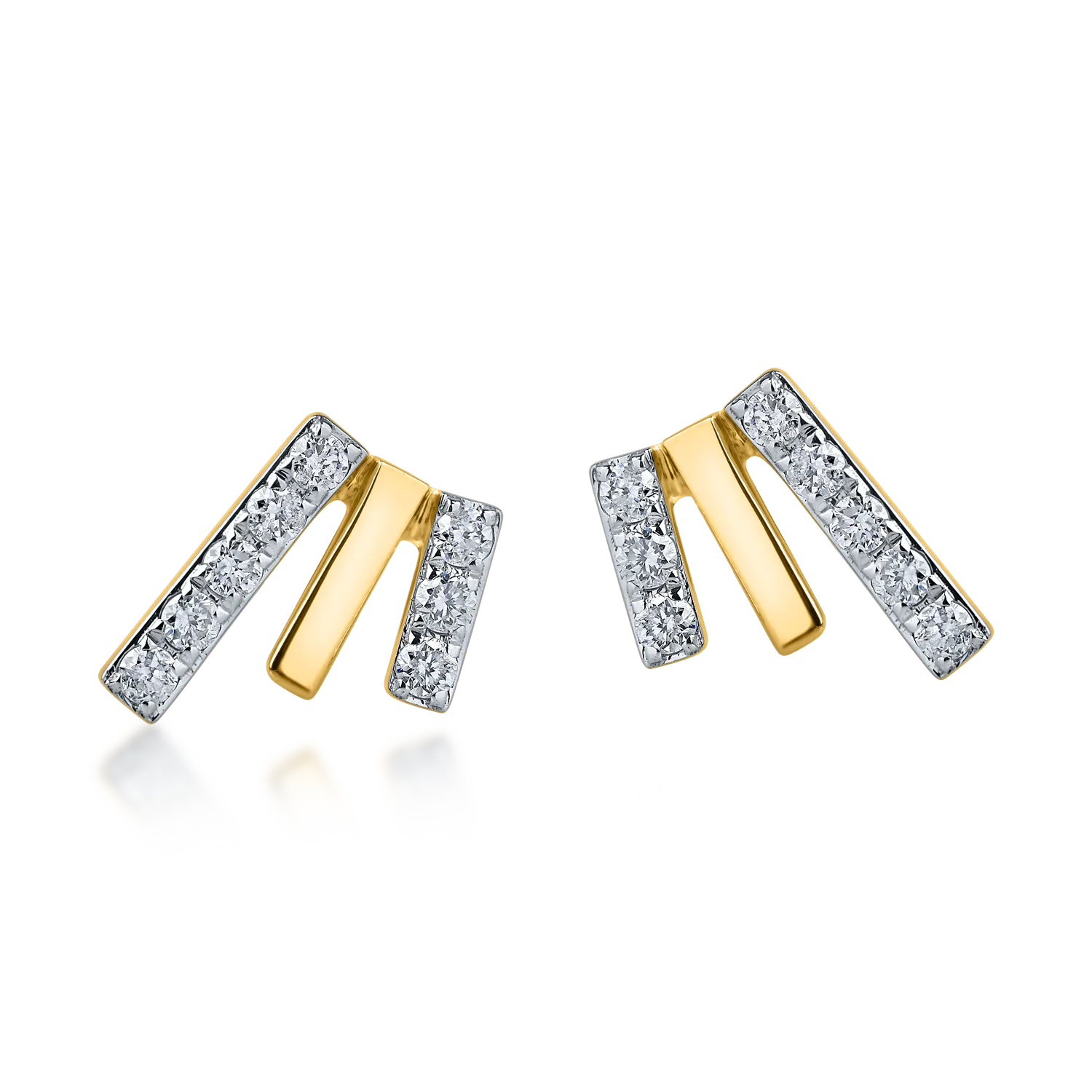Cercei geometrici din aur galben cu diamante de 0.2ct - 1 | YEO