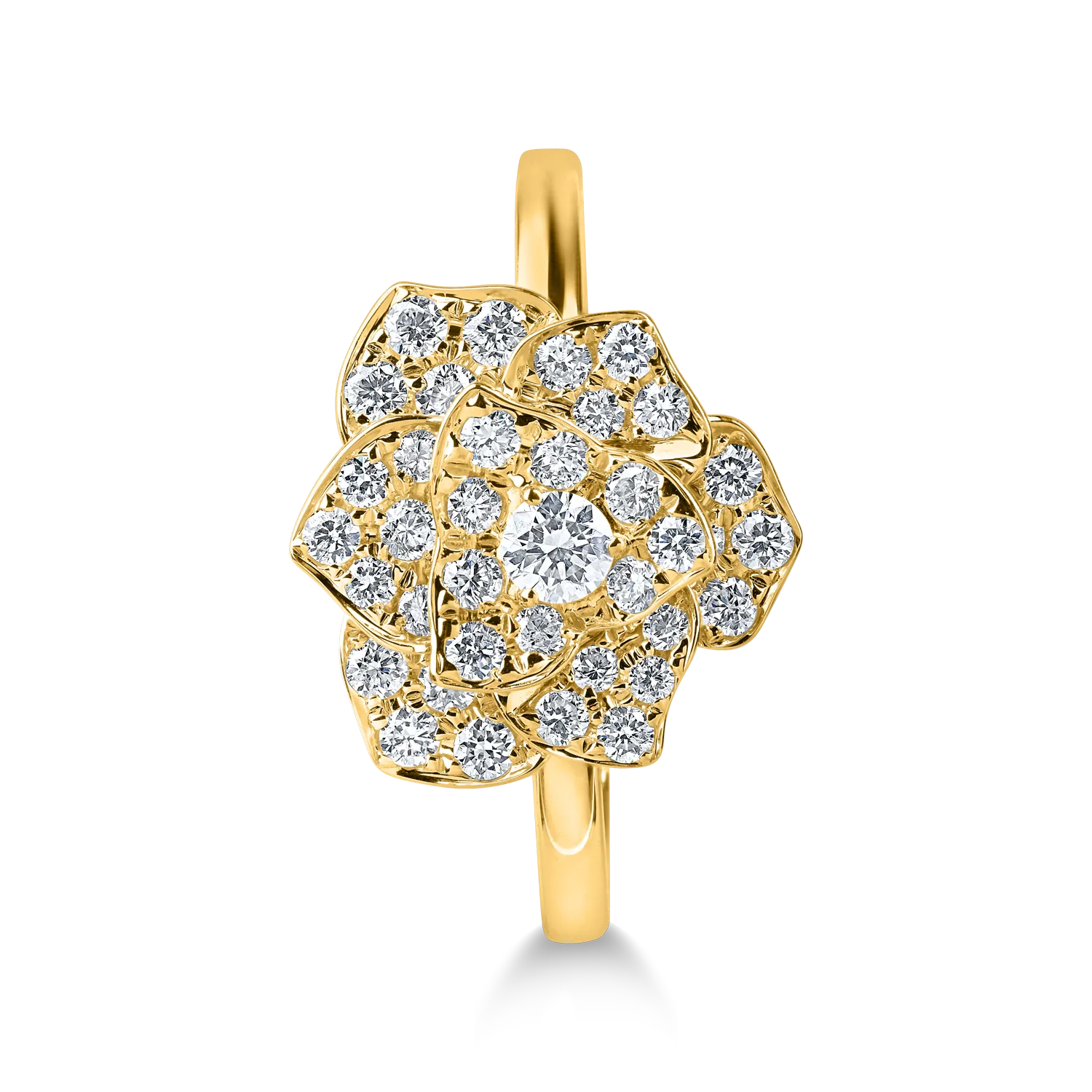 Yellow gold flower ring with 0.4ct diamonds