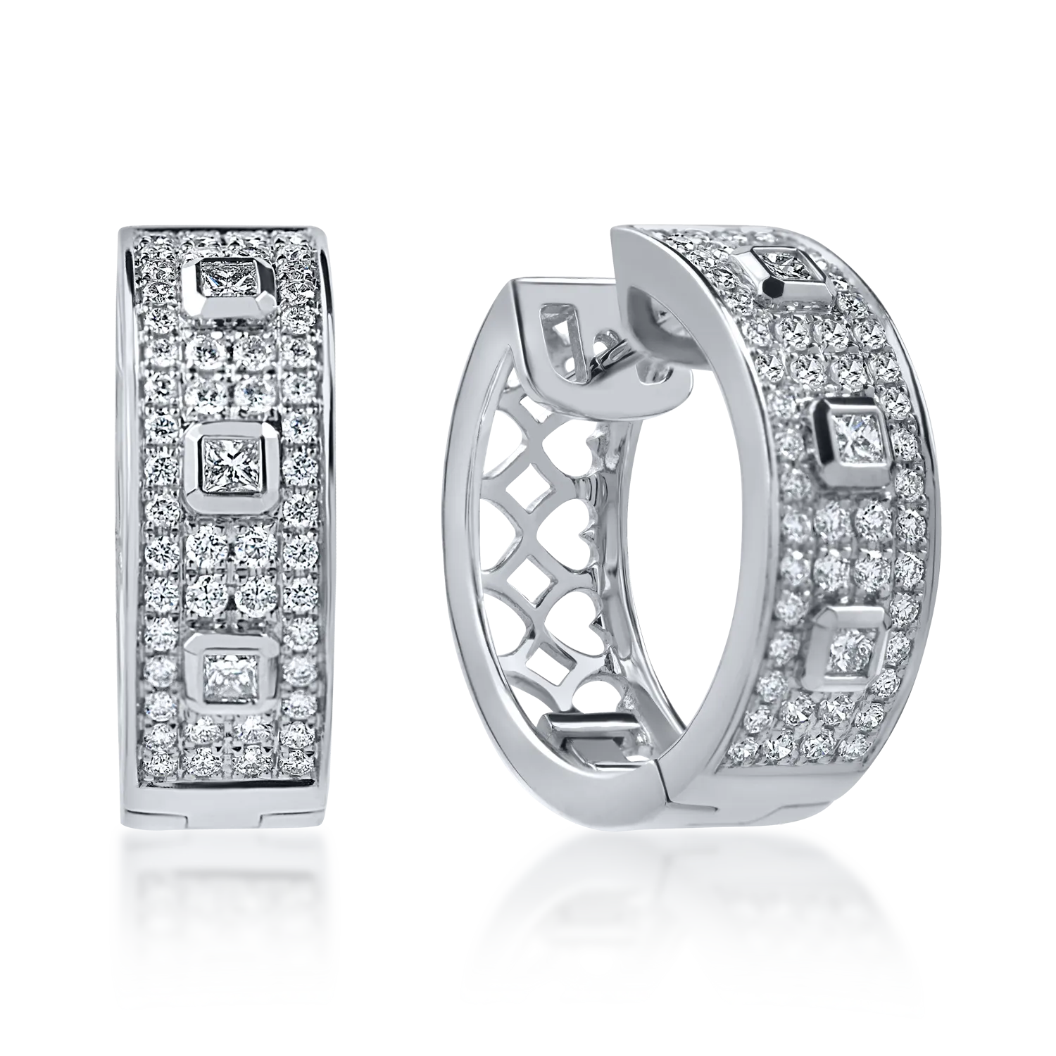 Cercei creole din aur alb cu diamante de 1ct