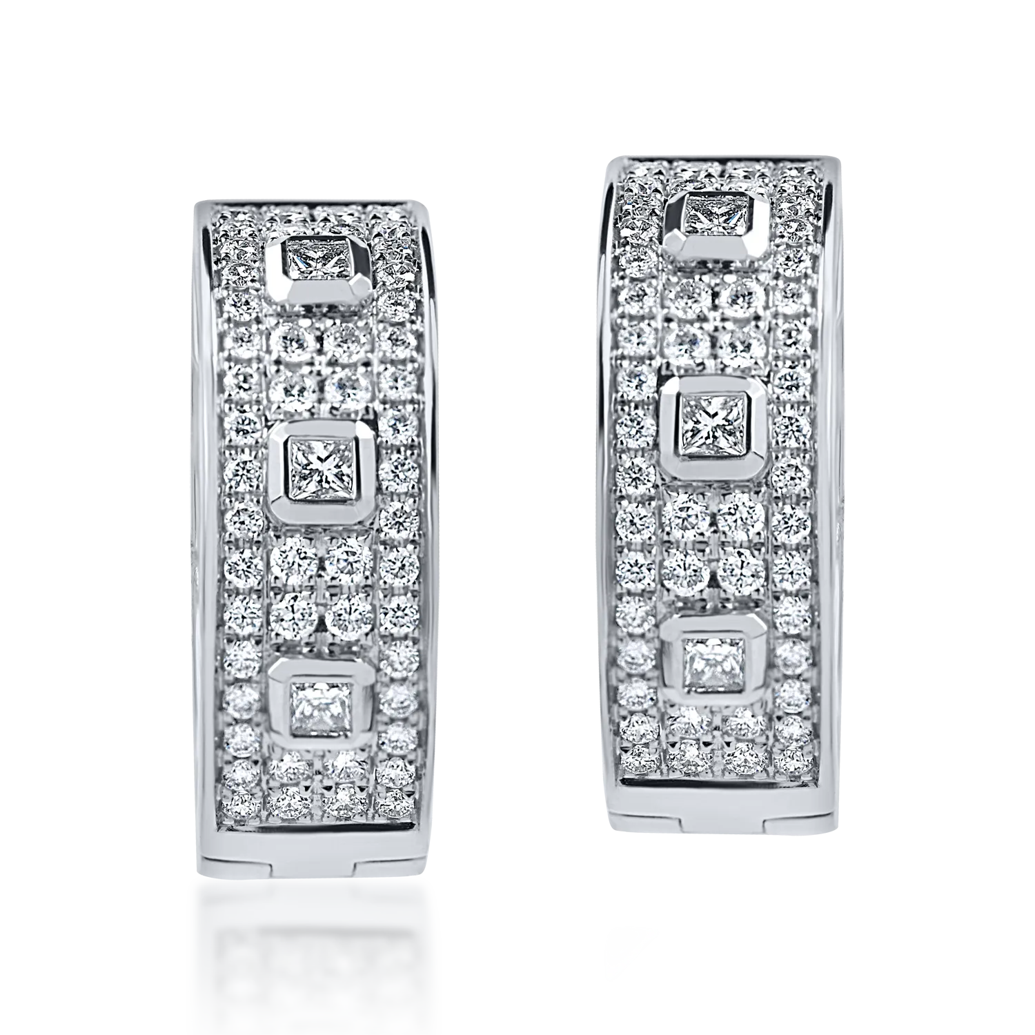 Cercei creole din aur alb cu diamante de 1ct-190283