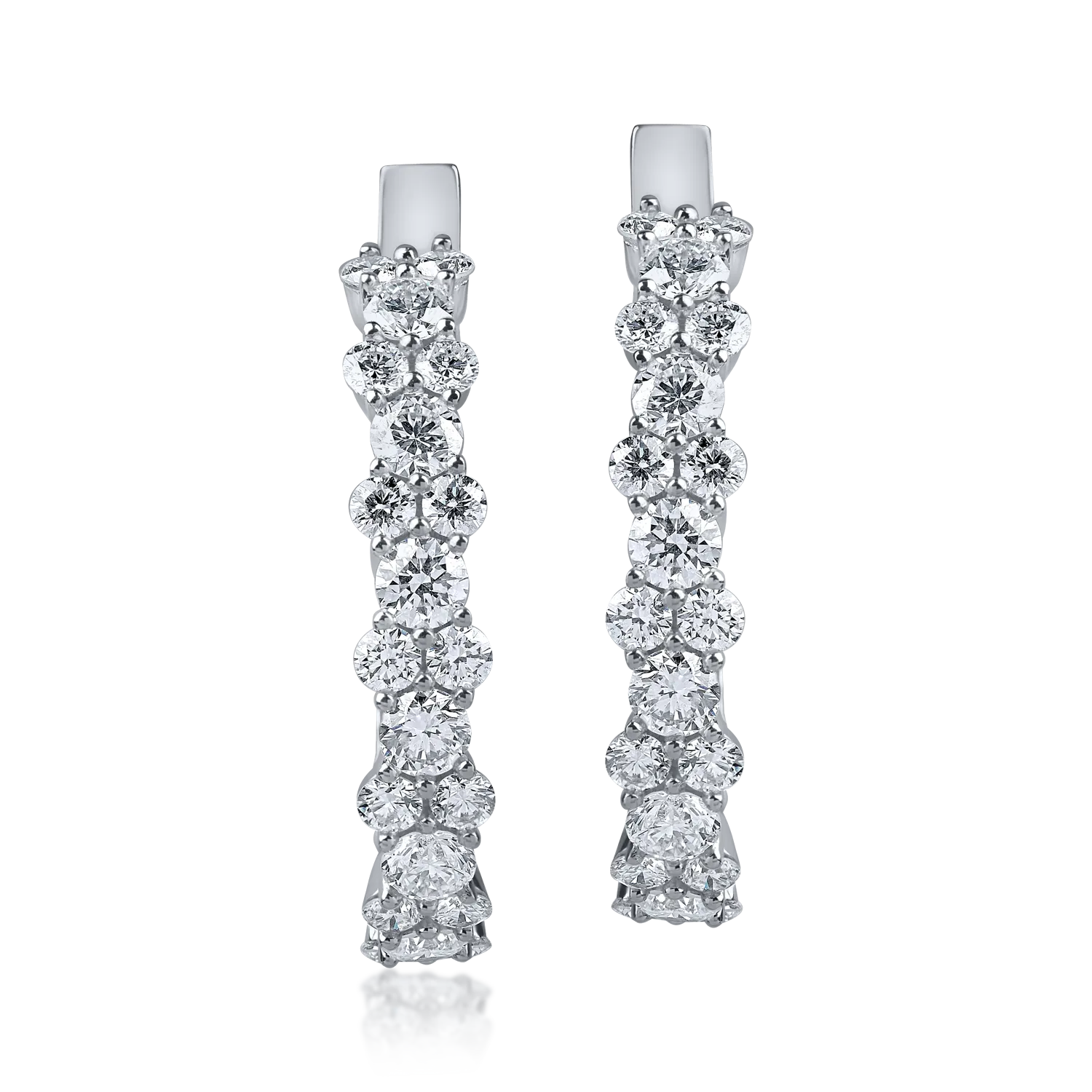 Cercei hoop din aur alb cu diamante de 2ct - 1 | YEO