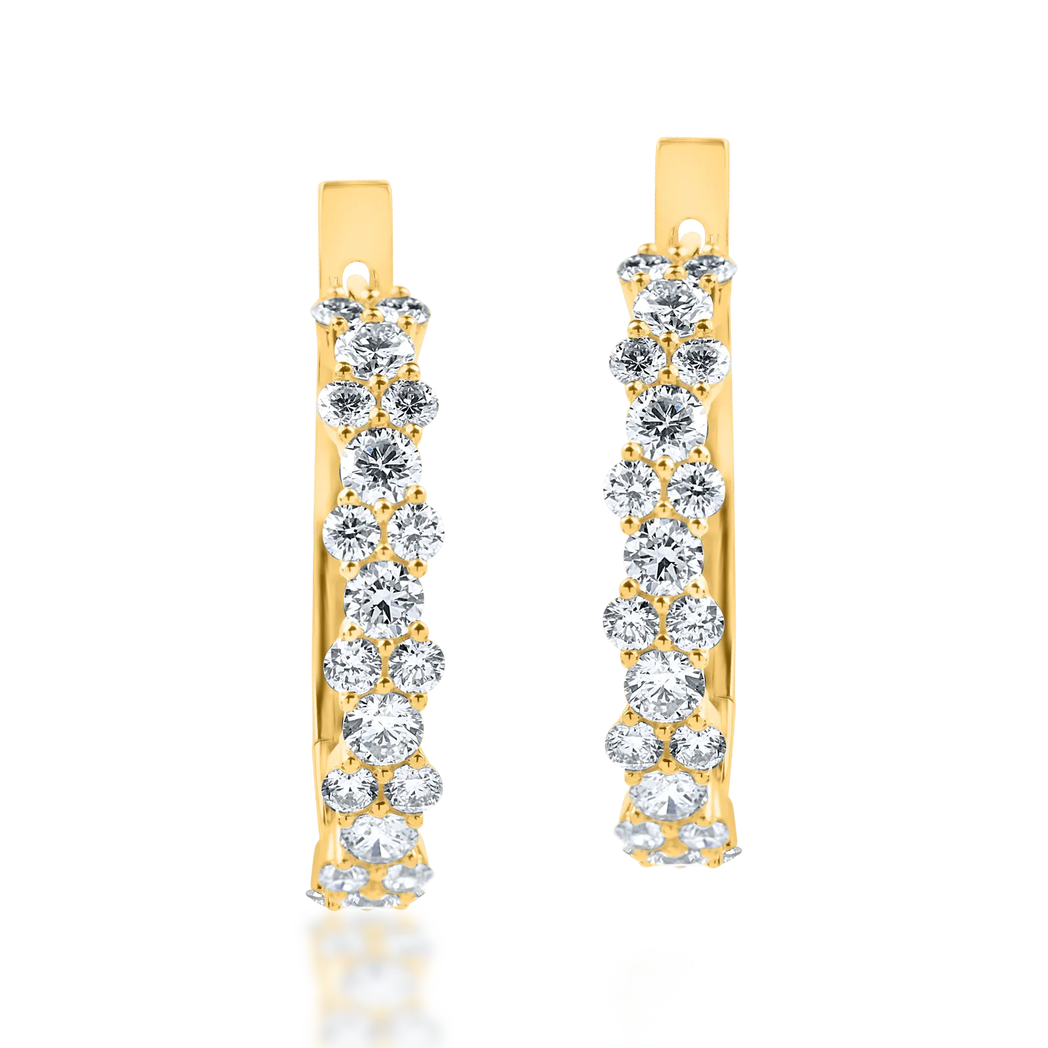 Cercei din aur galben cu diamante microsetting de 2ct