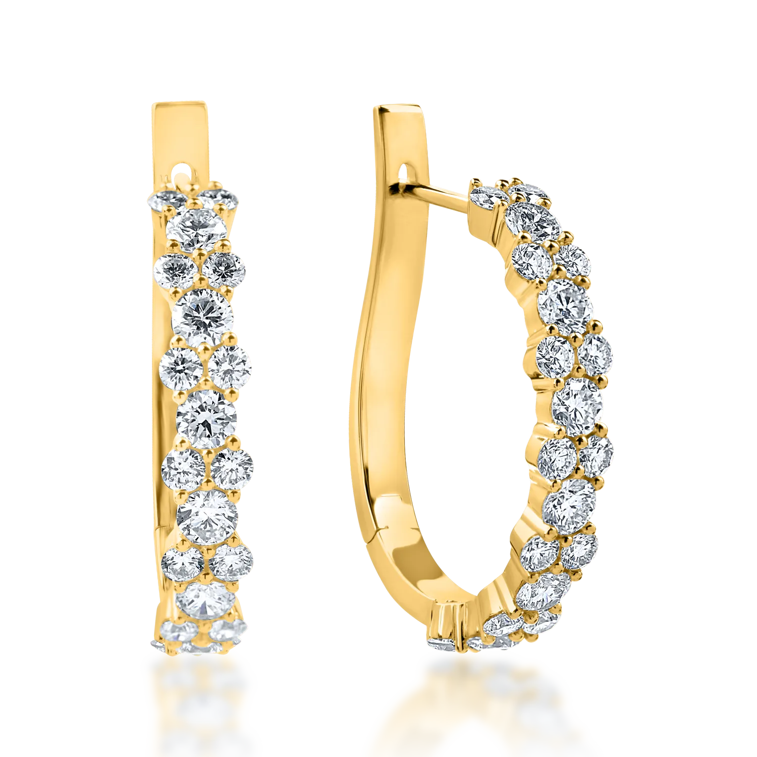 Żółte złote kolczyki z diamentami 2ct w mikroosadzeniu