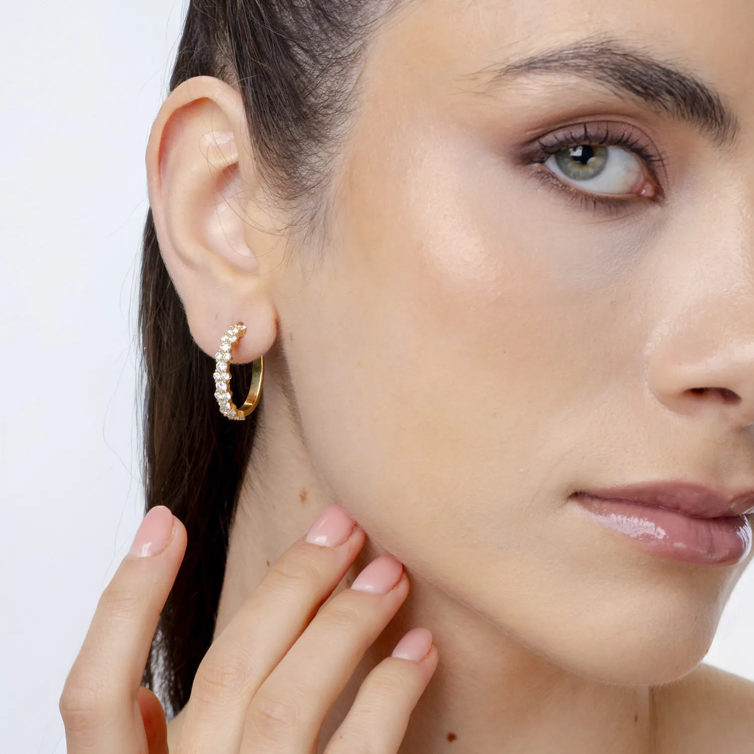 Cercei din aur galben cu diamante microsetting de 2ct - Imagine 3