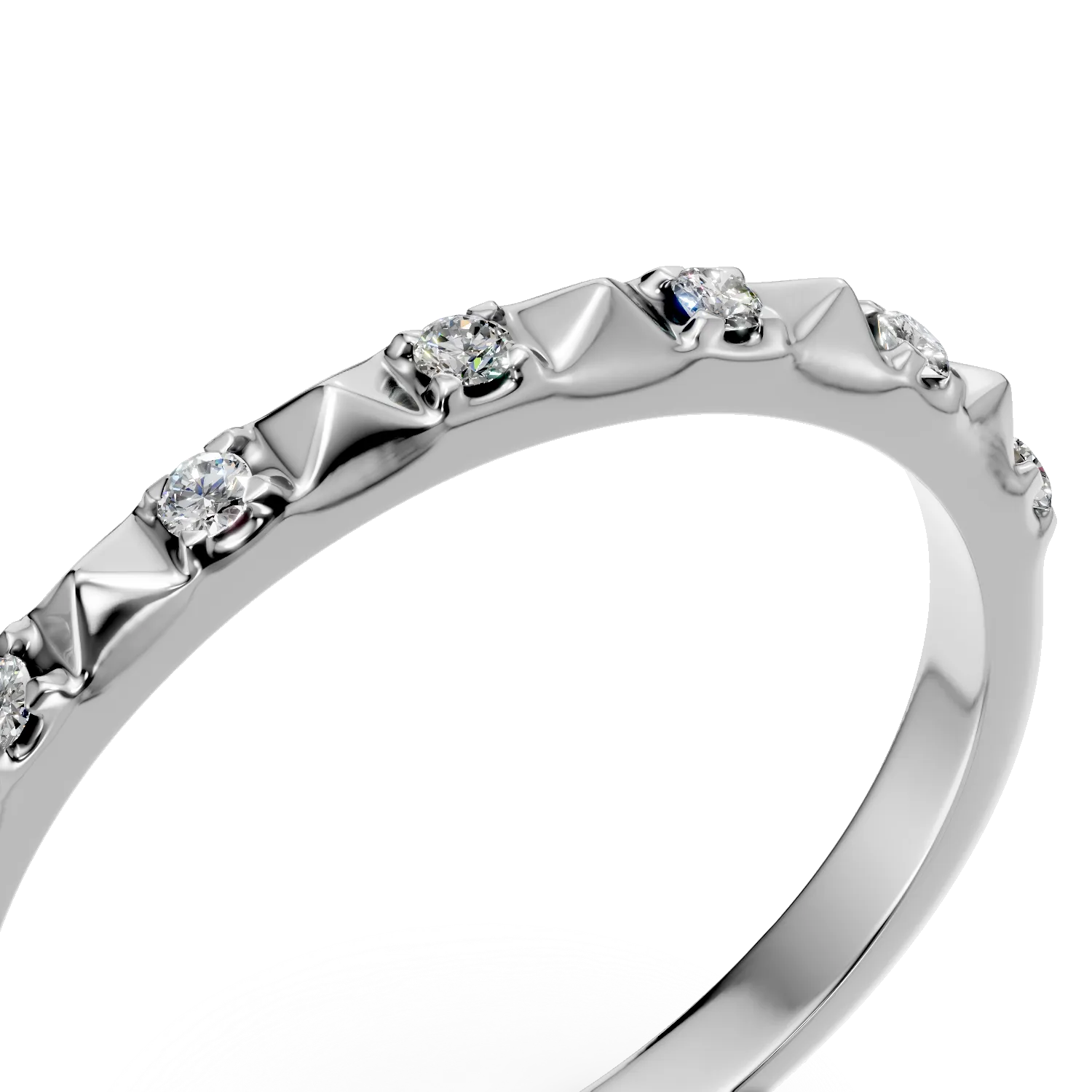 Inel din aur alb cu diamante microsetting de 0.05ct - Imagine 4