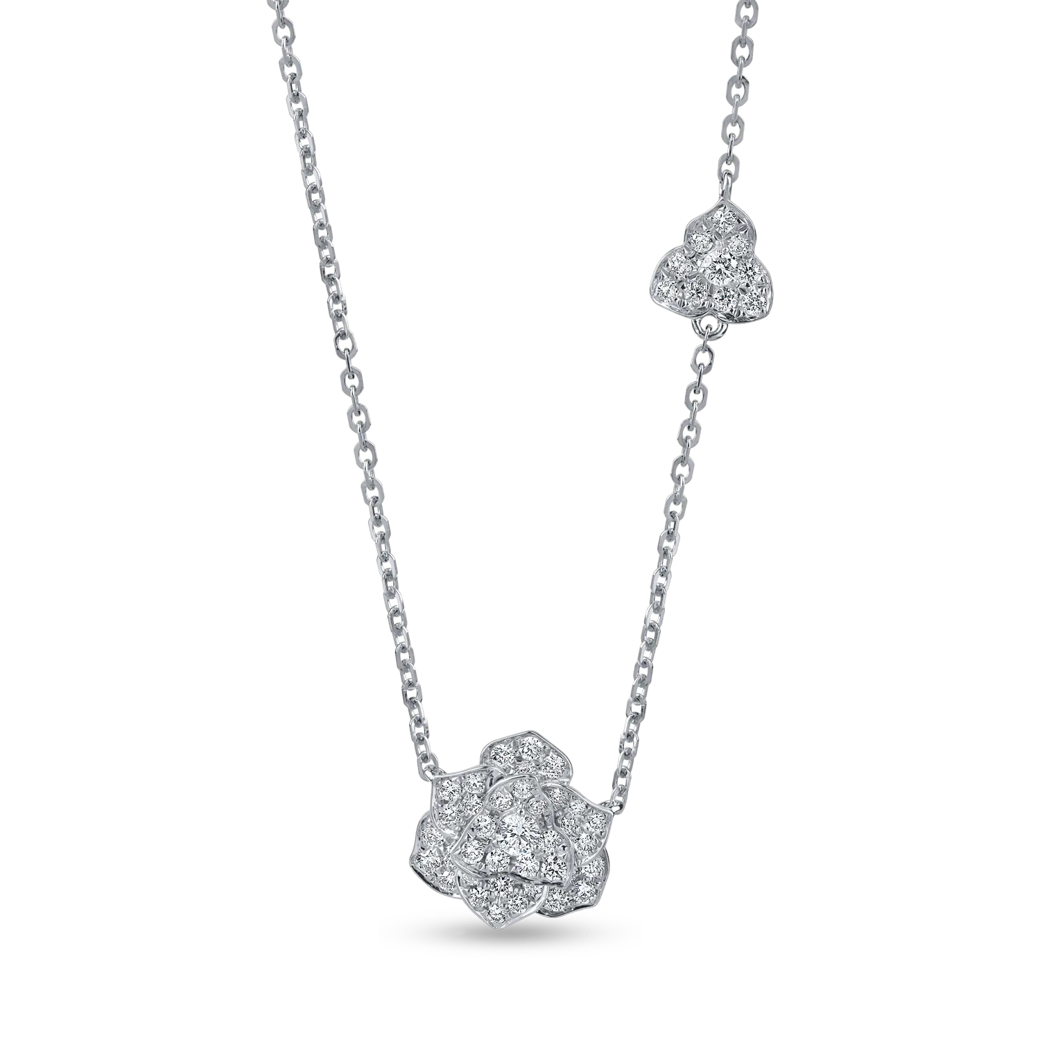Lant cu pandantiv floare din aur alb cu diamante de 0.5ct-190297
