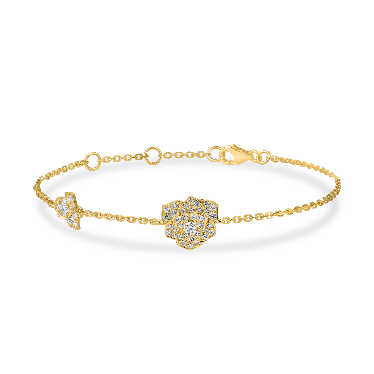 Bratara cu pandantiv floare din aur galben si diamante de 0.3ct