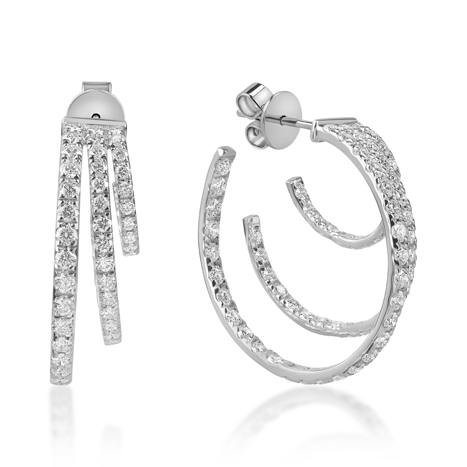 Cercei on ear din aur alb cu diamante de 2.5ct