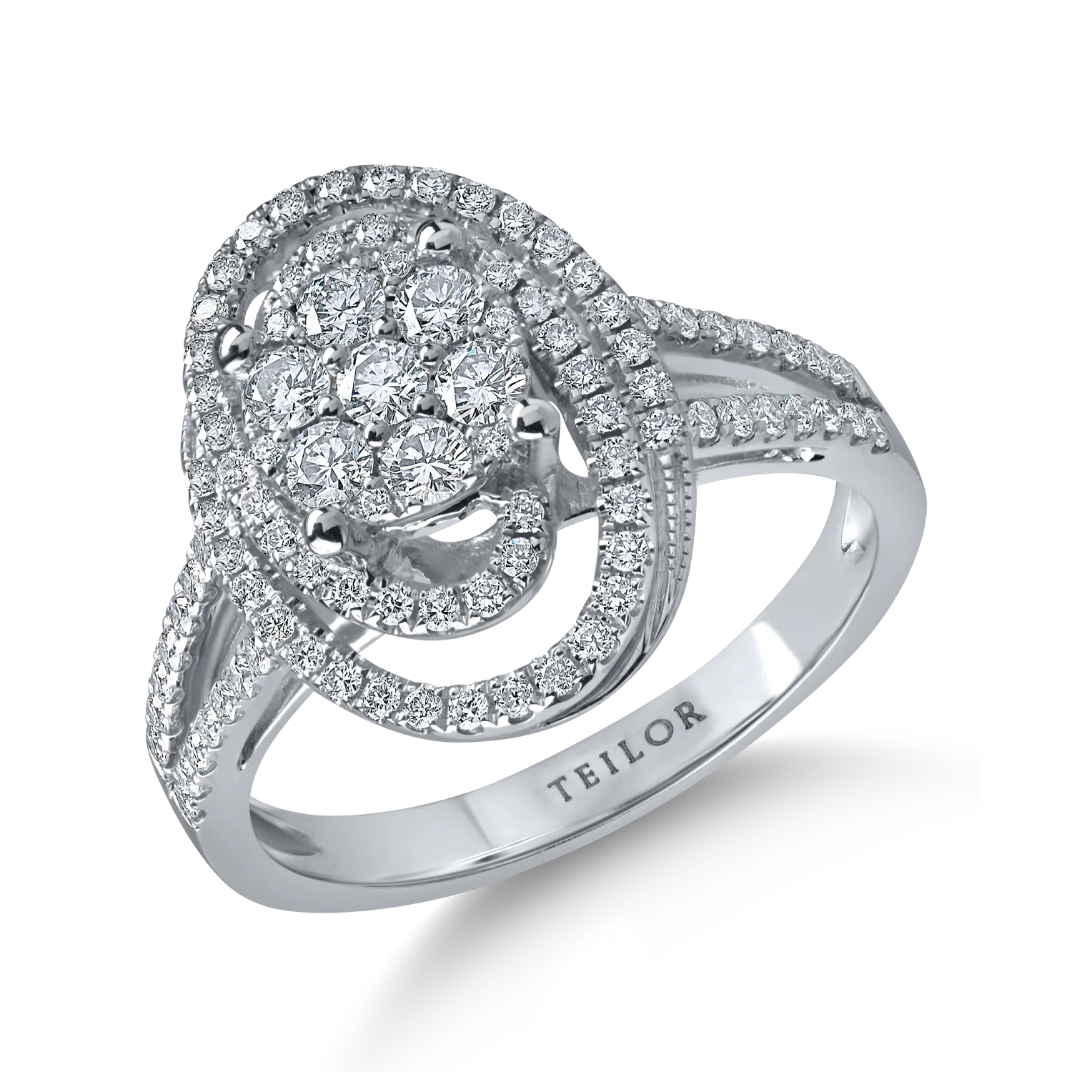 Inel din aur alb cu diamante microsetting de 0.6ct