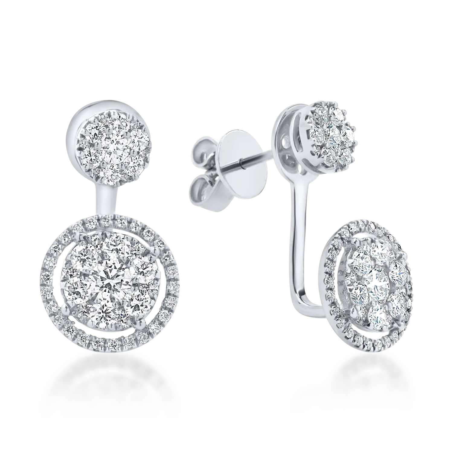 Cercei din aur alb cu diamante microsetting de 1.2ct