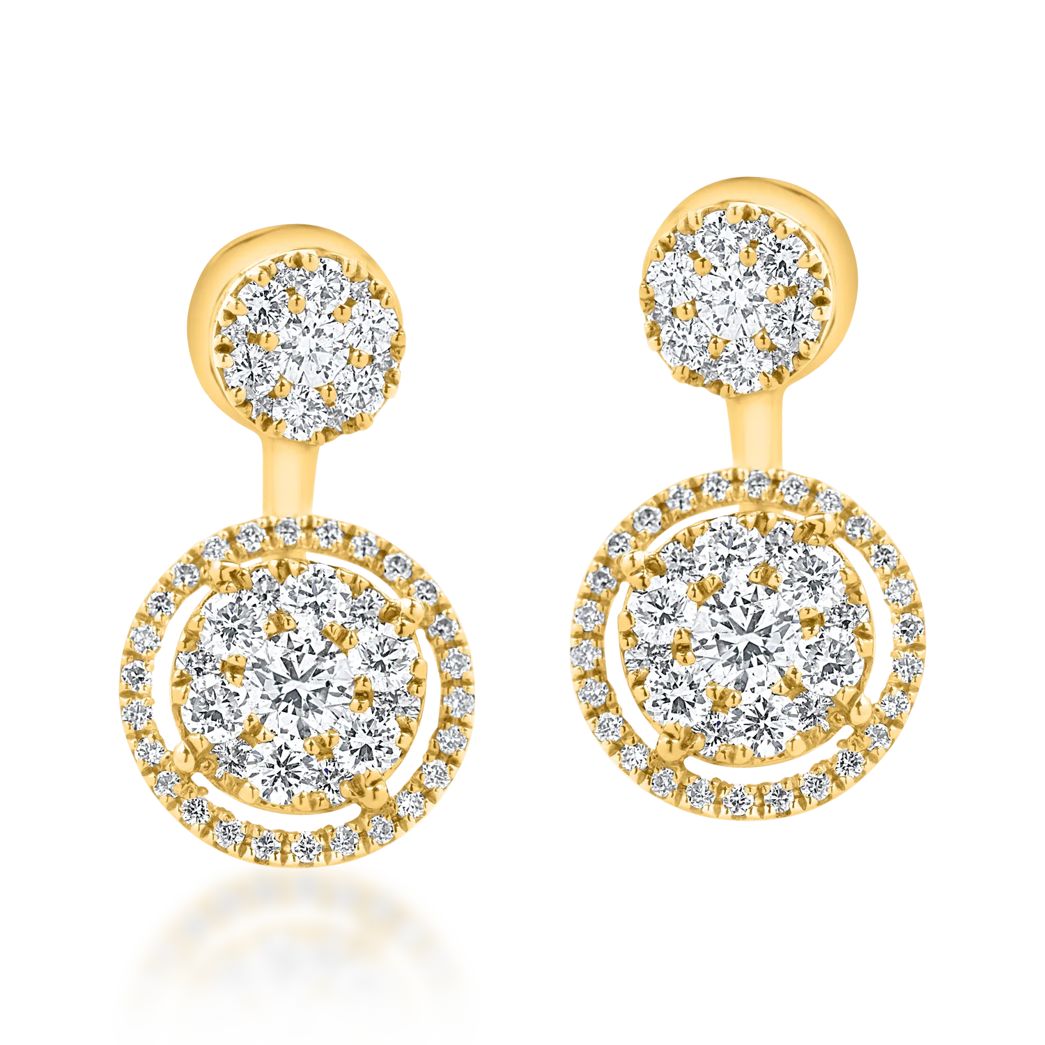 Sárga arany fülbevalók 1.2ct mikrobeállítású gyémánttal-190336