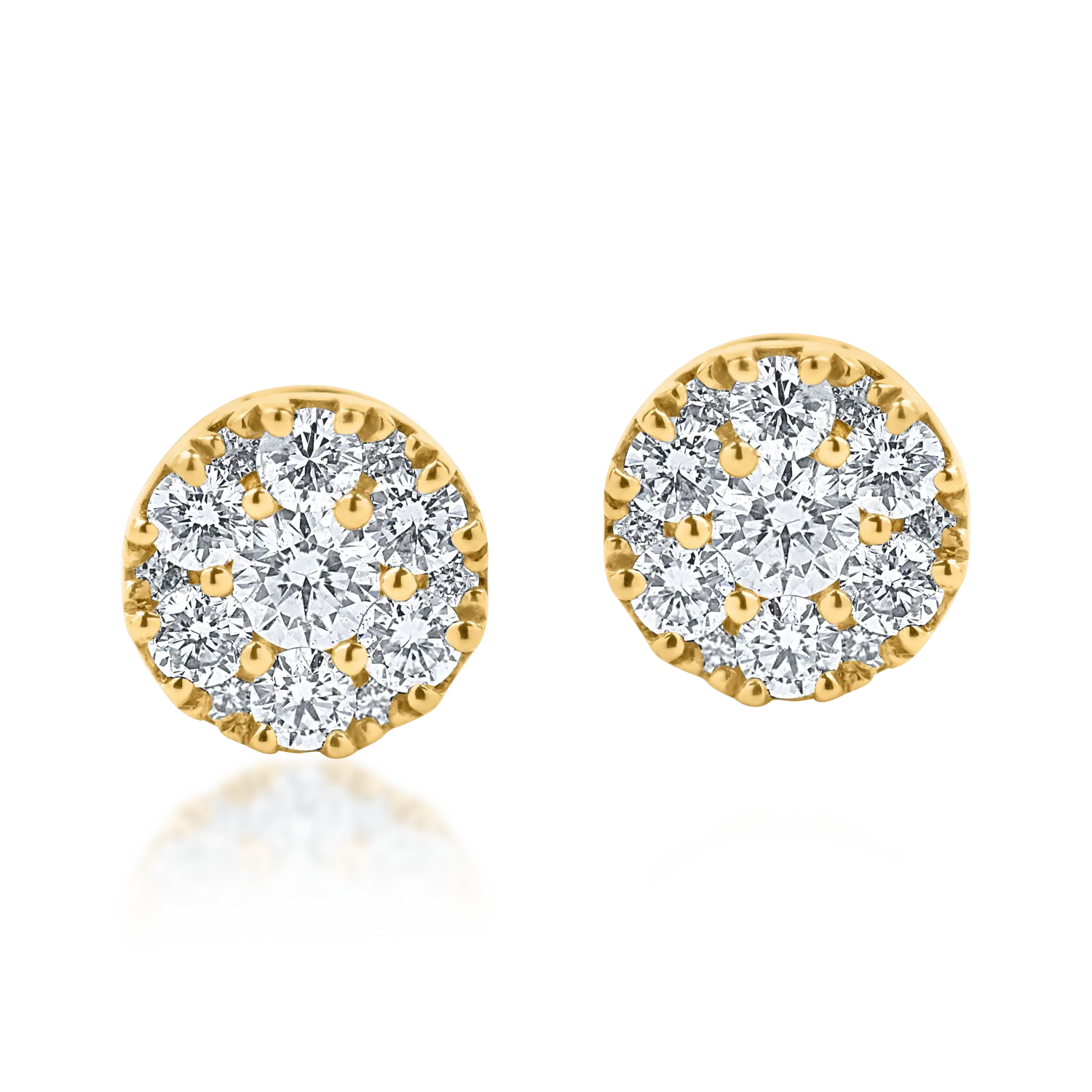 Żółte złote kolczyki z diamentami 1.2ct w mikroosadzeniu