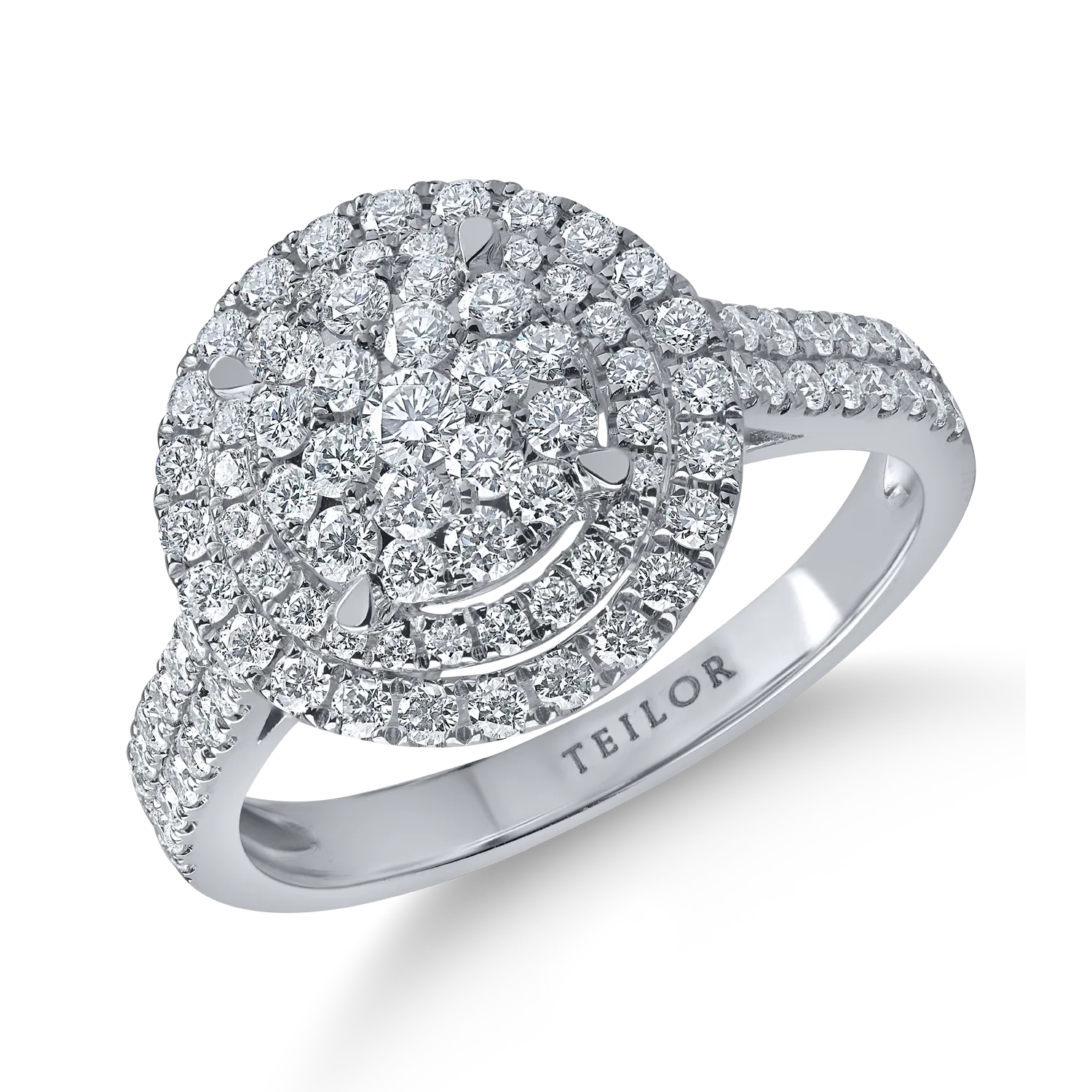 Teilor Inel din aur alb cu diamante microsetting de 0.9ct