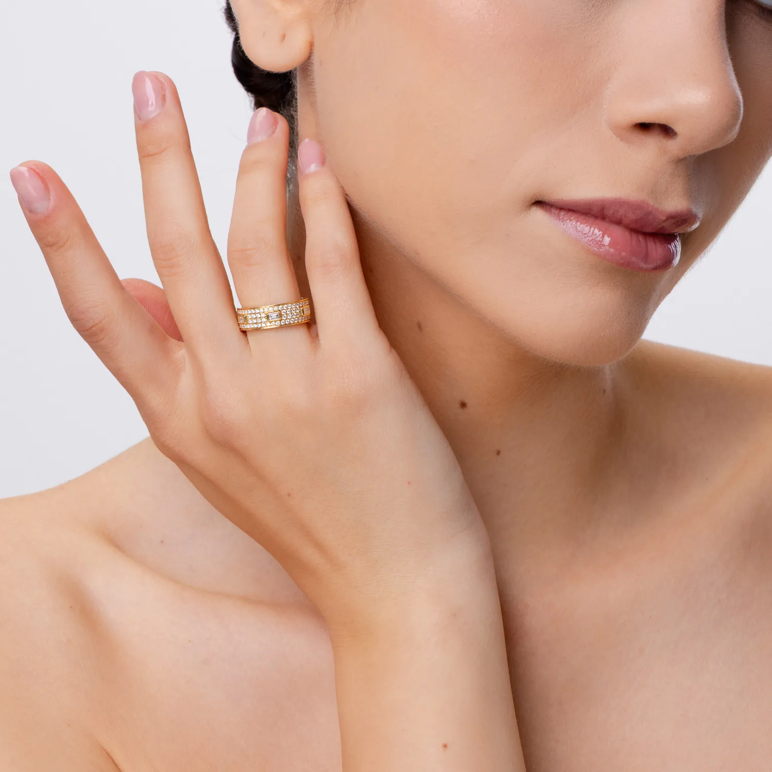 Yellow gold ring with 1.3ct microsetting diamonds