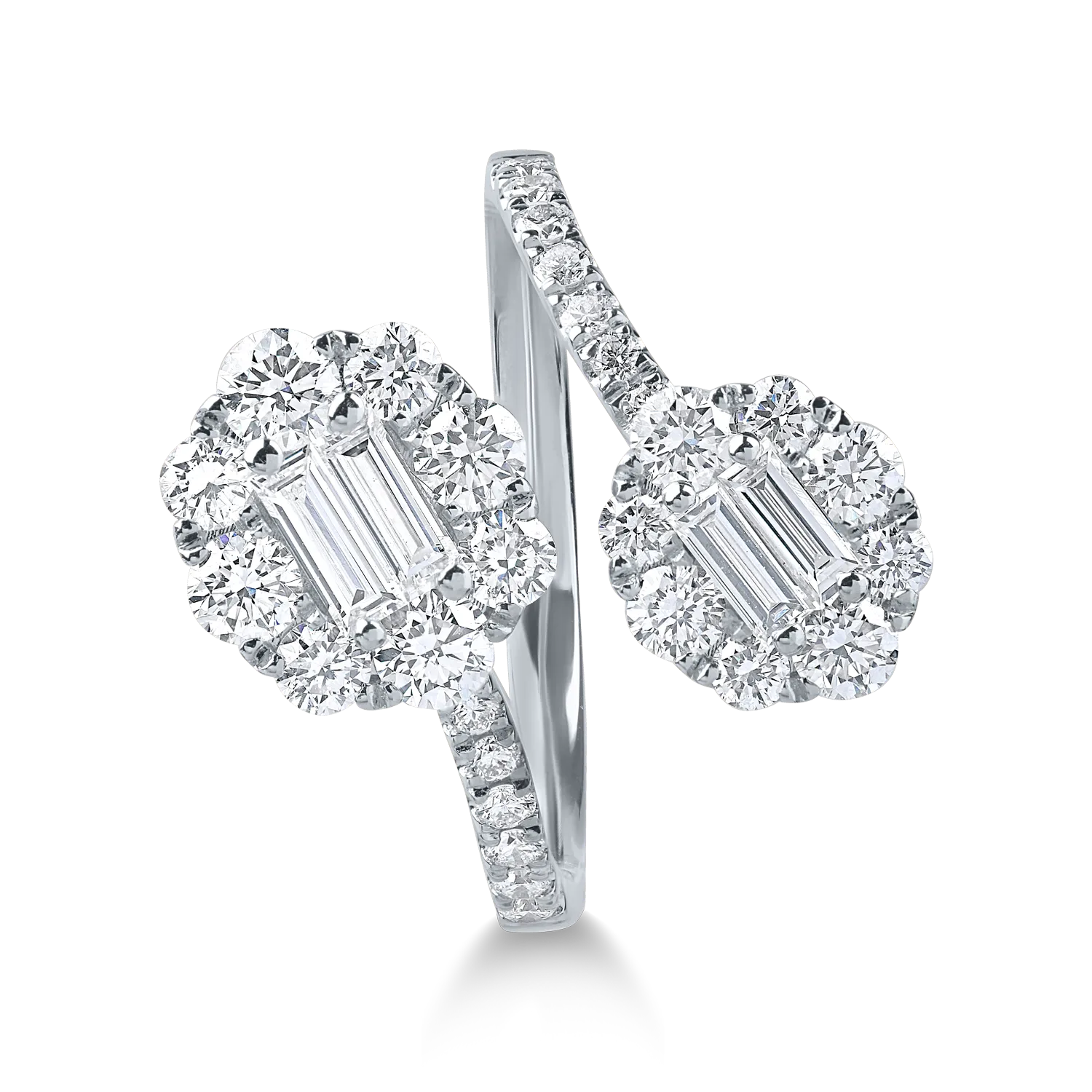 Inel deschis din aur alb cu diamante de 1.4ct