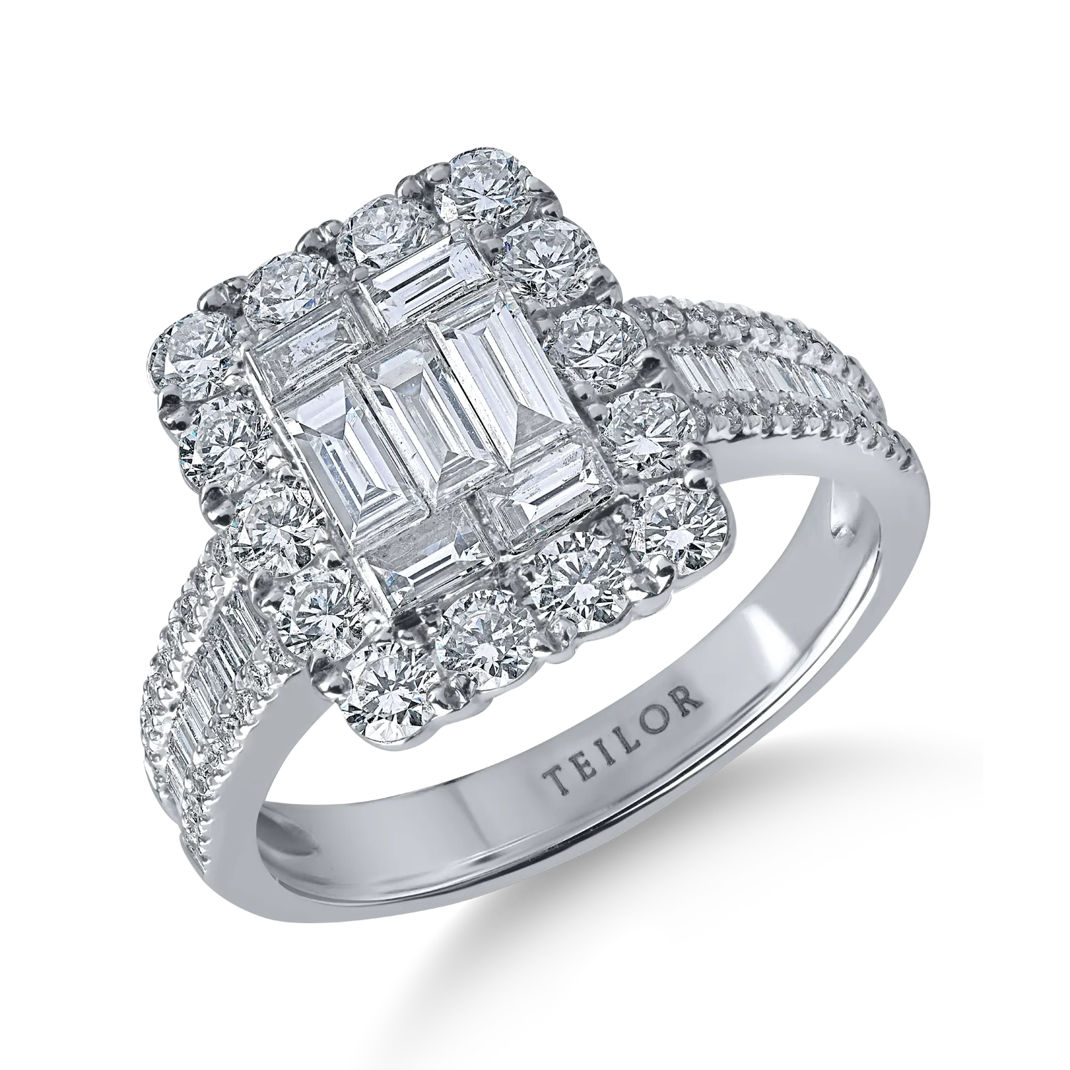 Inel din aur alb cu diamante de 1.6ct