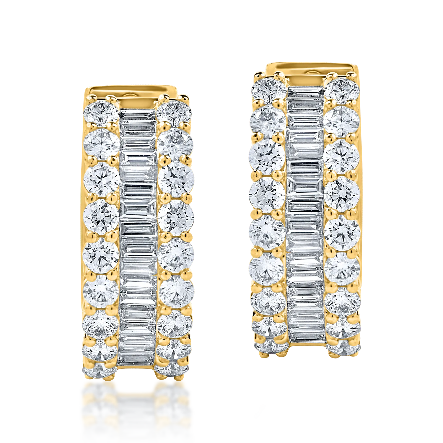 Cercei creole din aur galben cu diamante microsetting de 3ct