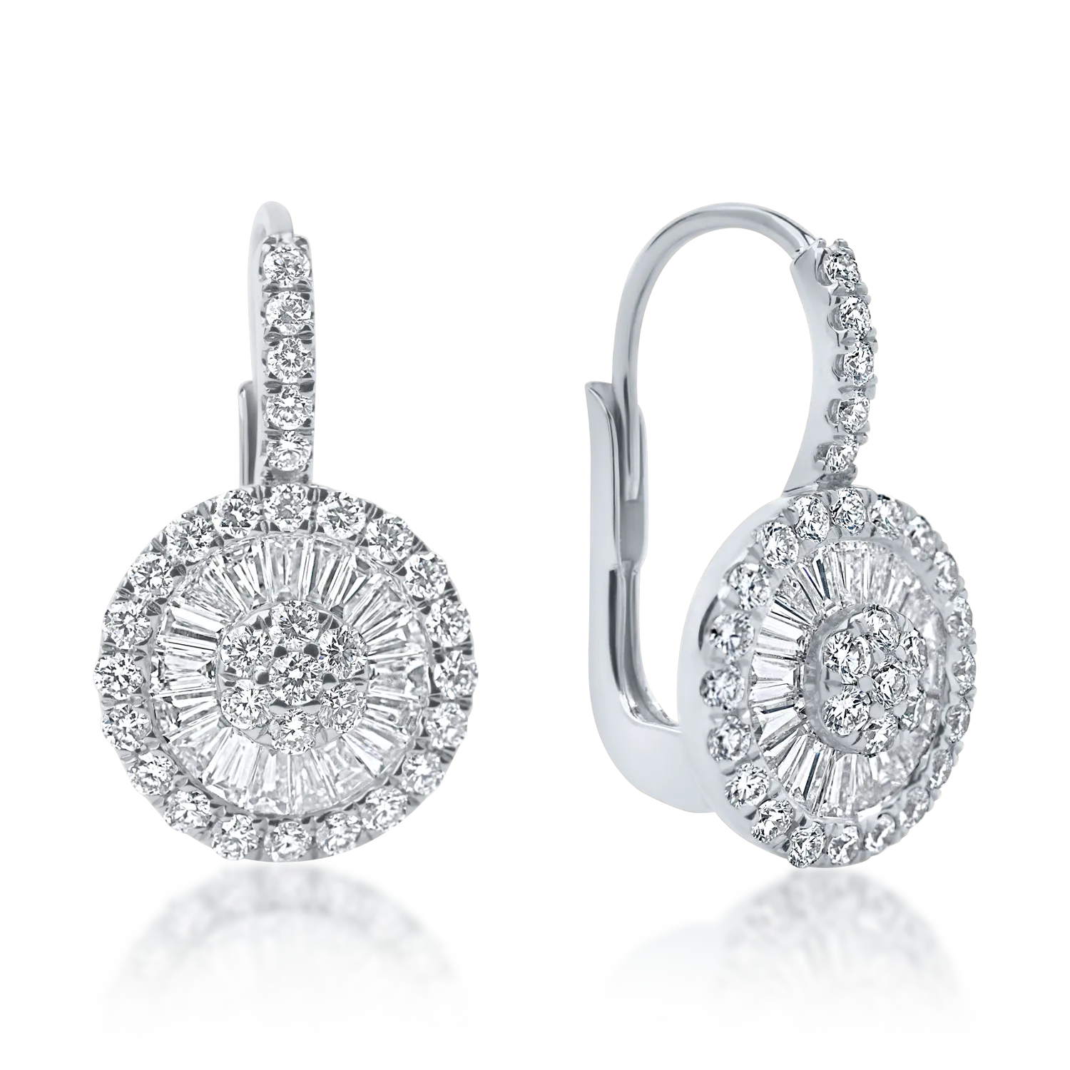 Cercei din aur alb cu diamante microsetting de 1.2ct