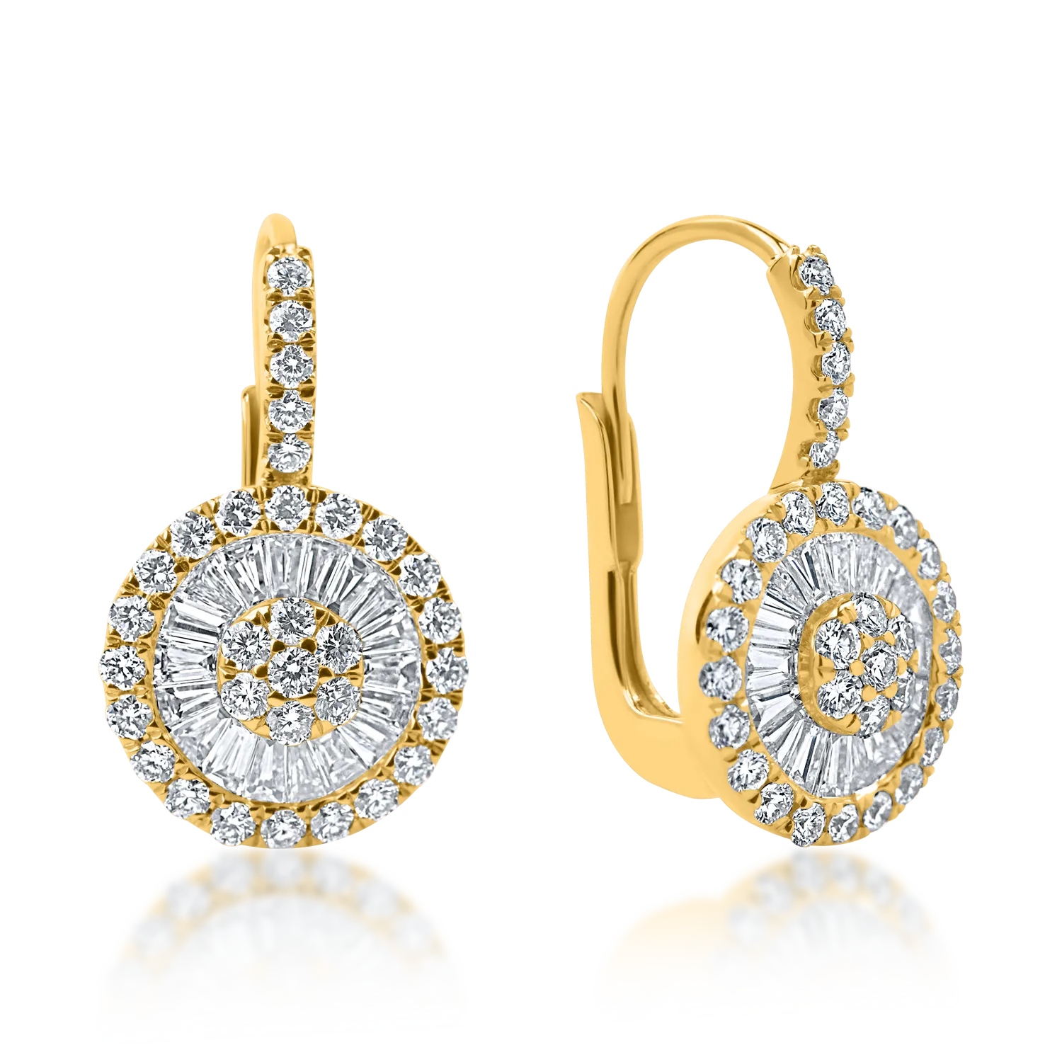 Sárga arany fülbevalók 1.2ct mikrobeállítású gyémánttal