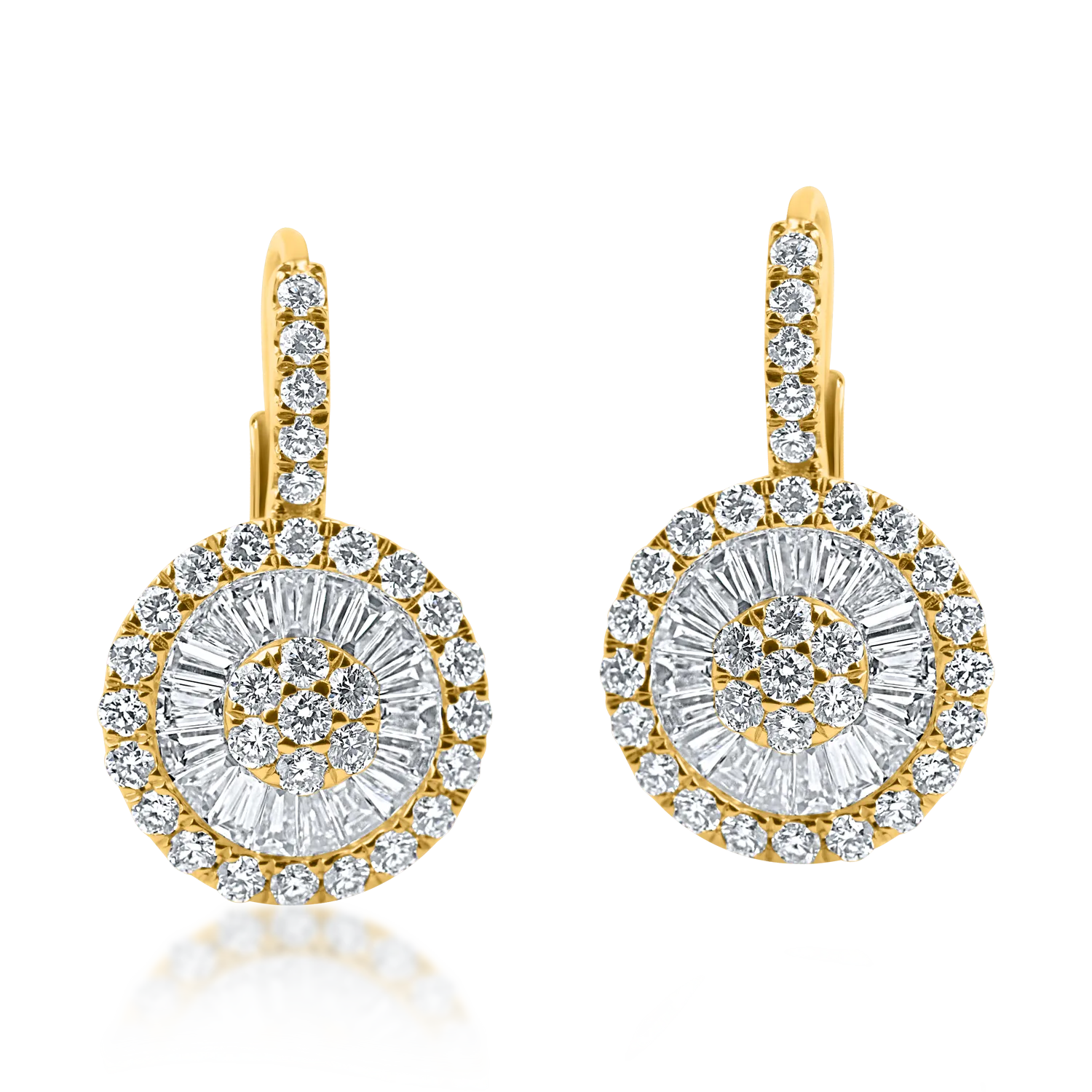 Sárga arany fülbevalók 1.2ct mikrobeállítású gyémánttal