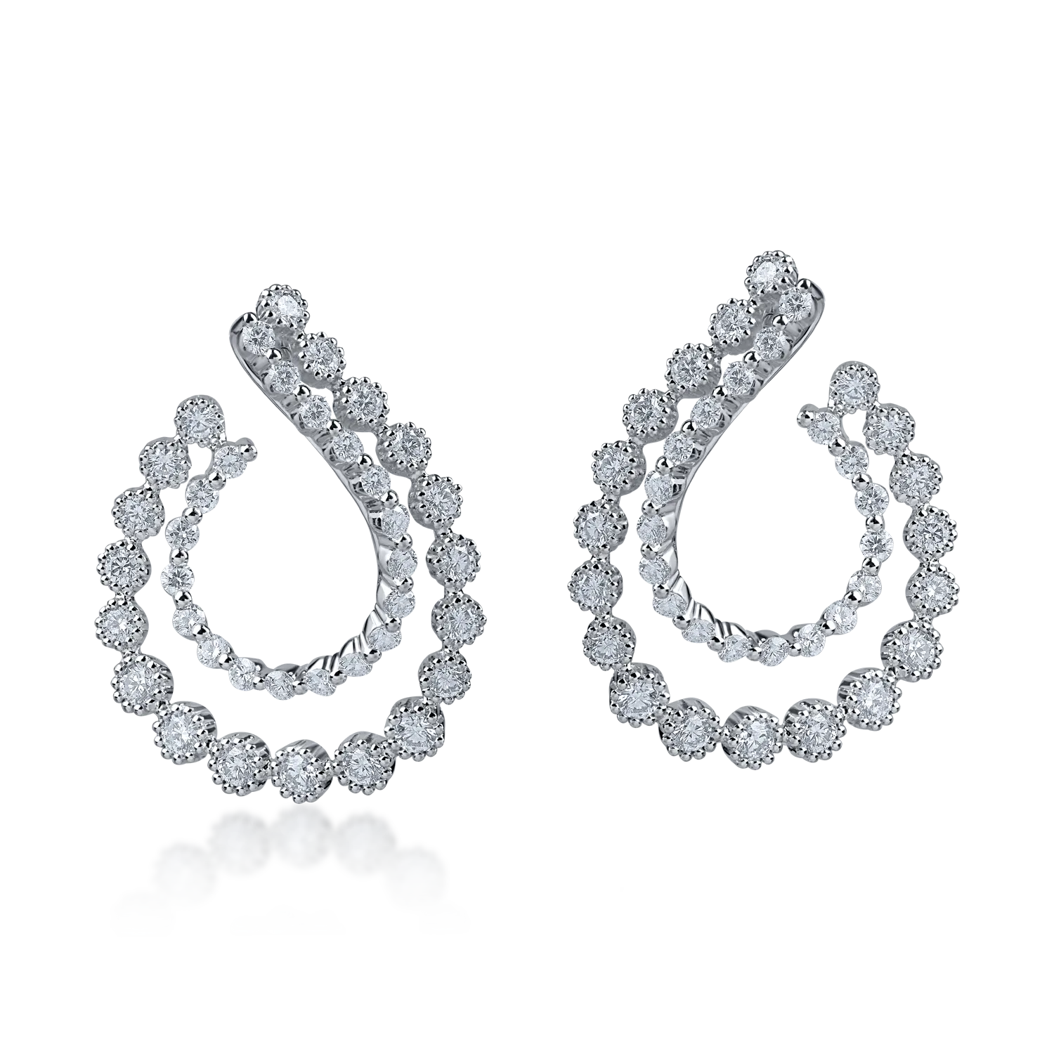 Kolczyki z białego złota z 1.7ct mikroosadzanymi diamentami