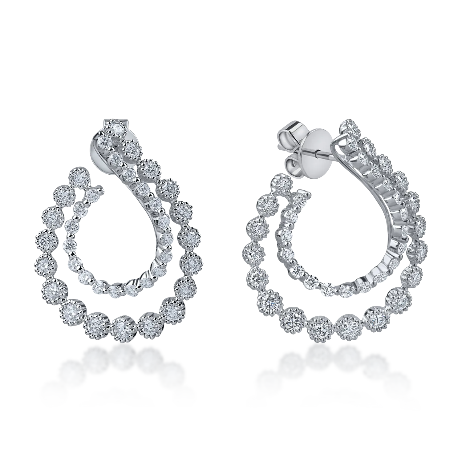 Cercei din aur alb cu diamante microsetting de 1.7ct