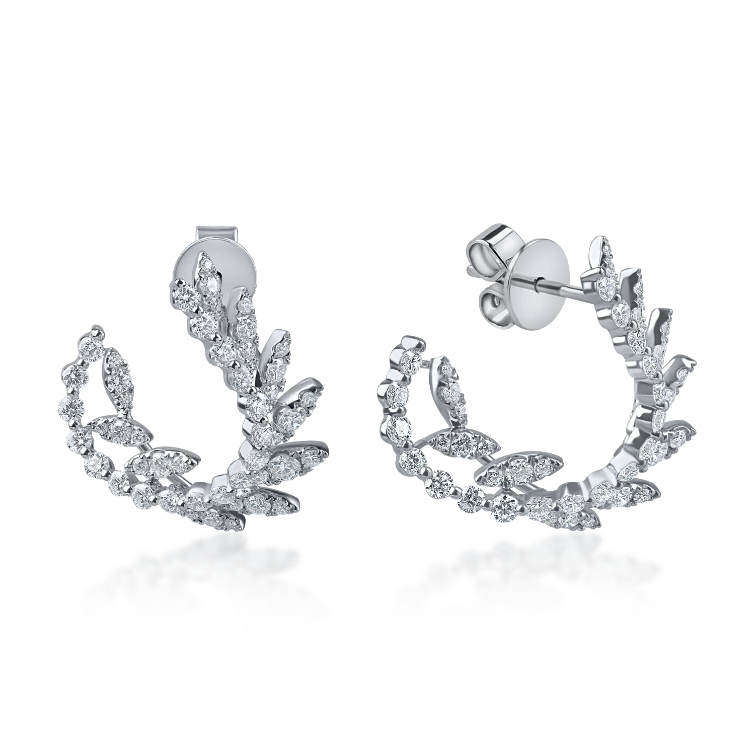 Cercei on ear din aur alb cu diamante de 1.2ct