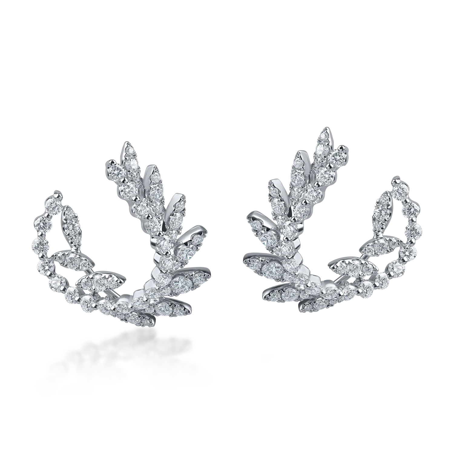 Cercei on ear din aur alb cu diamante de 1.2ct