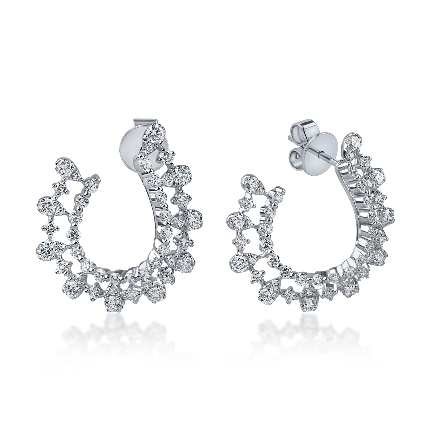 Cercei on ear din aur alb cu diamante de 1.7ct