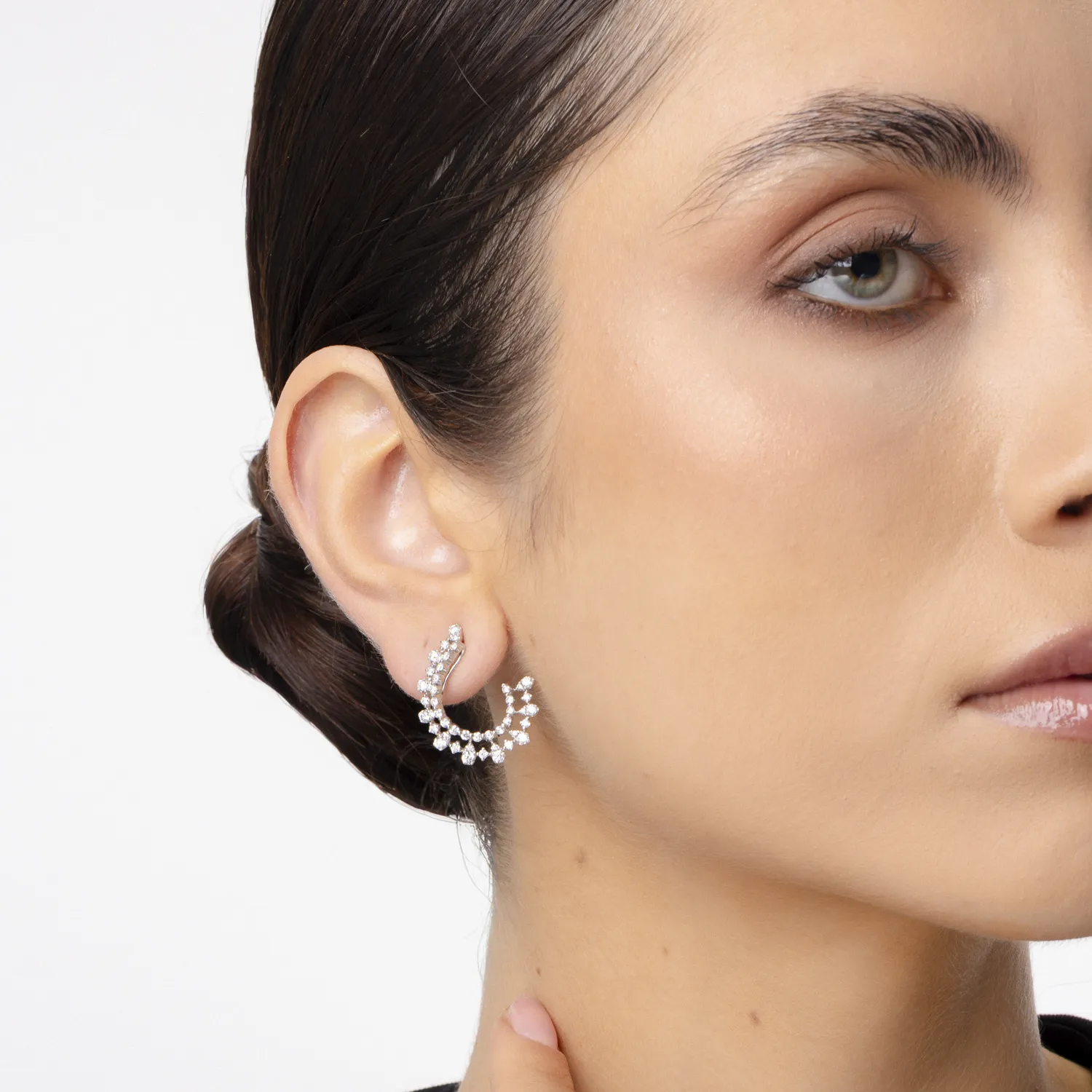 Fehér arany fülbevaló 1.7ct gyémánttal
