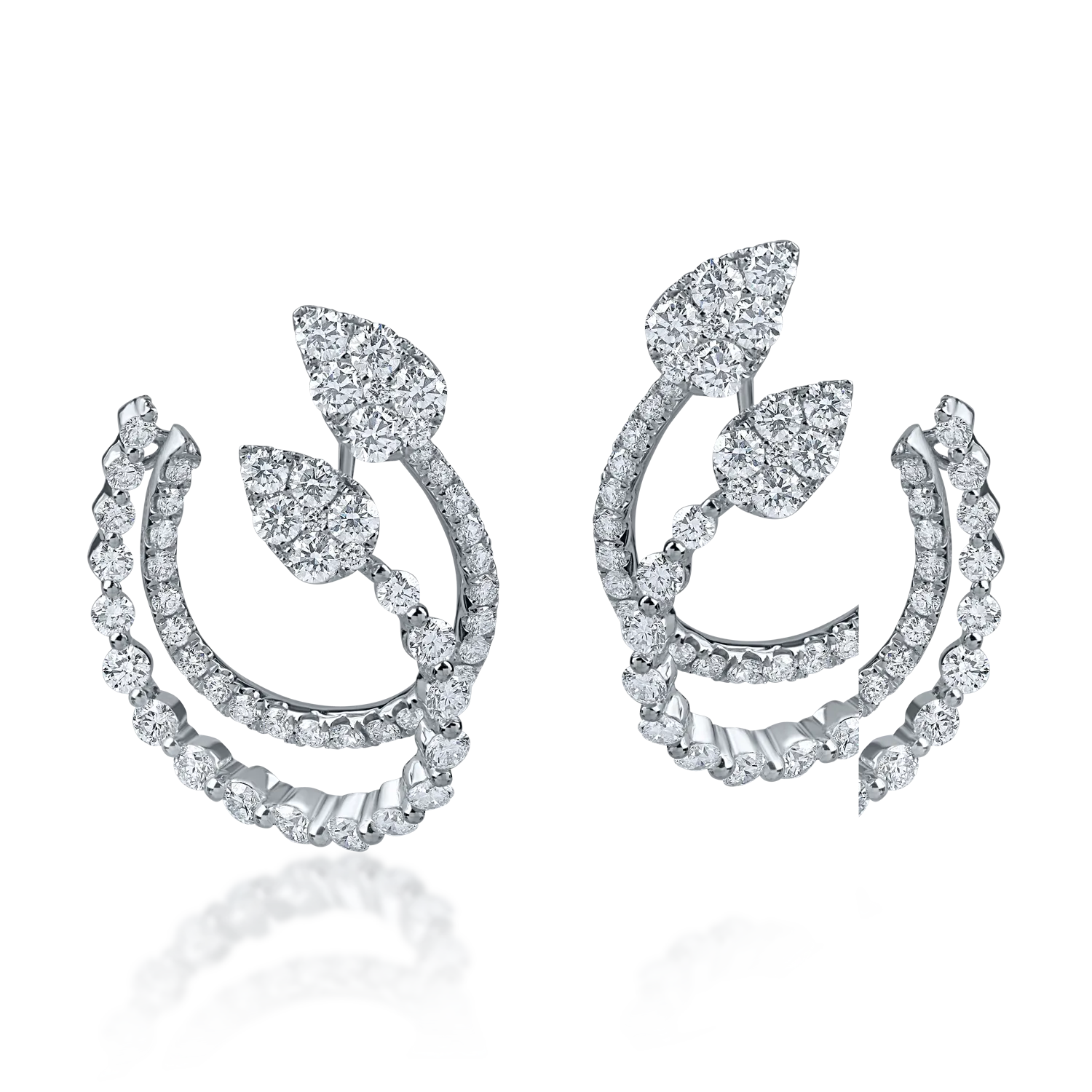 Cercei din aur alb cu diamante microsetting de 2.4ct - 1 | YEO