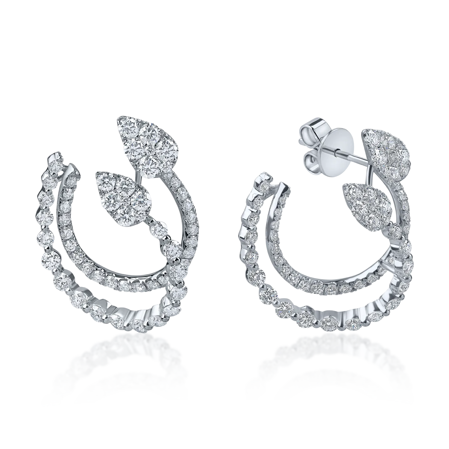 Cercei din aur alb cu diamante microsetting de 2.4ct