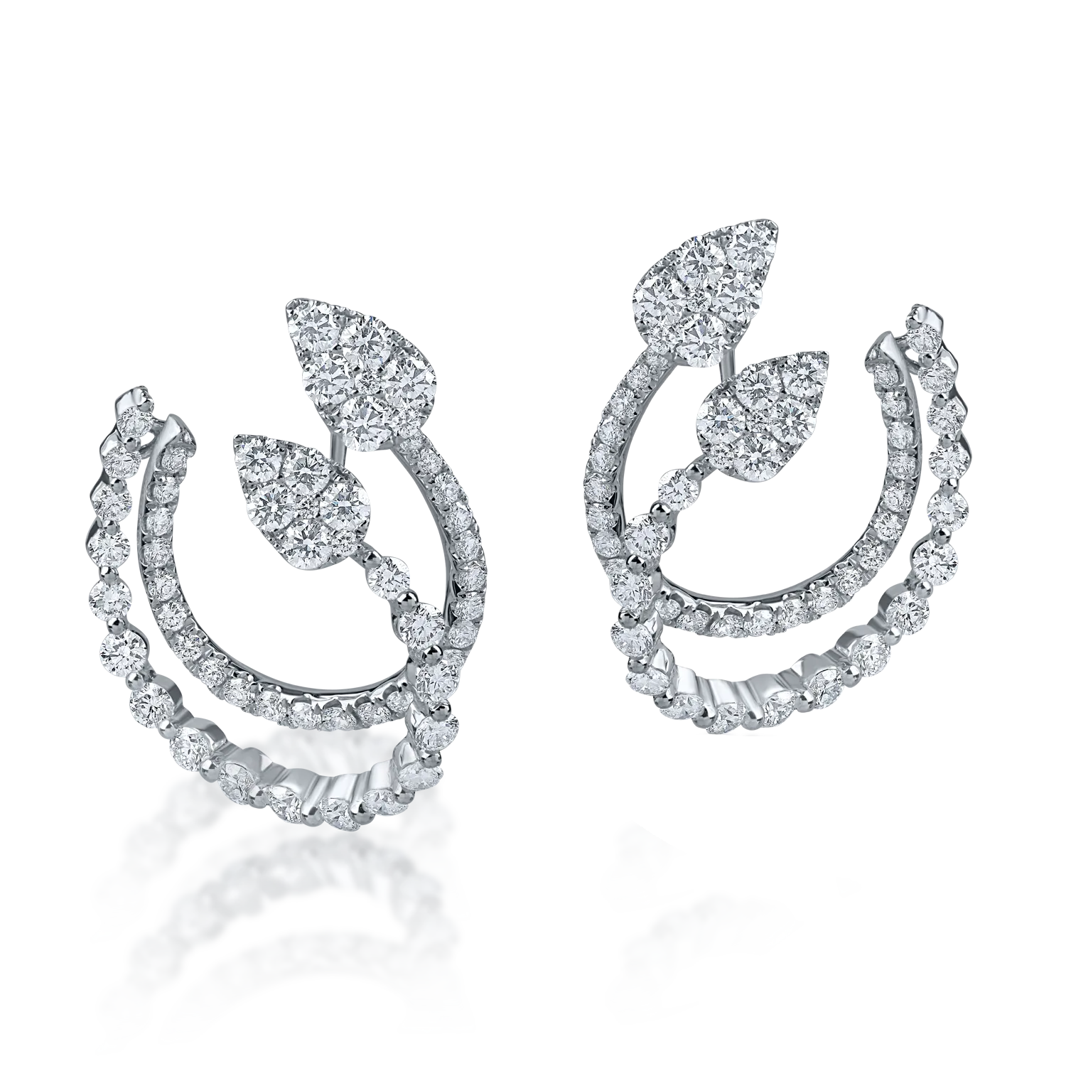 Fehérarany fülbevaló, 2.4ct, mikrobeágyazó gyémántokkal-190388