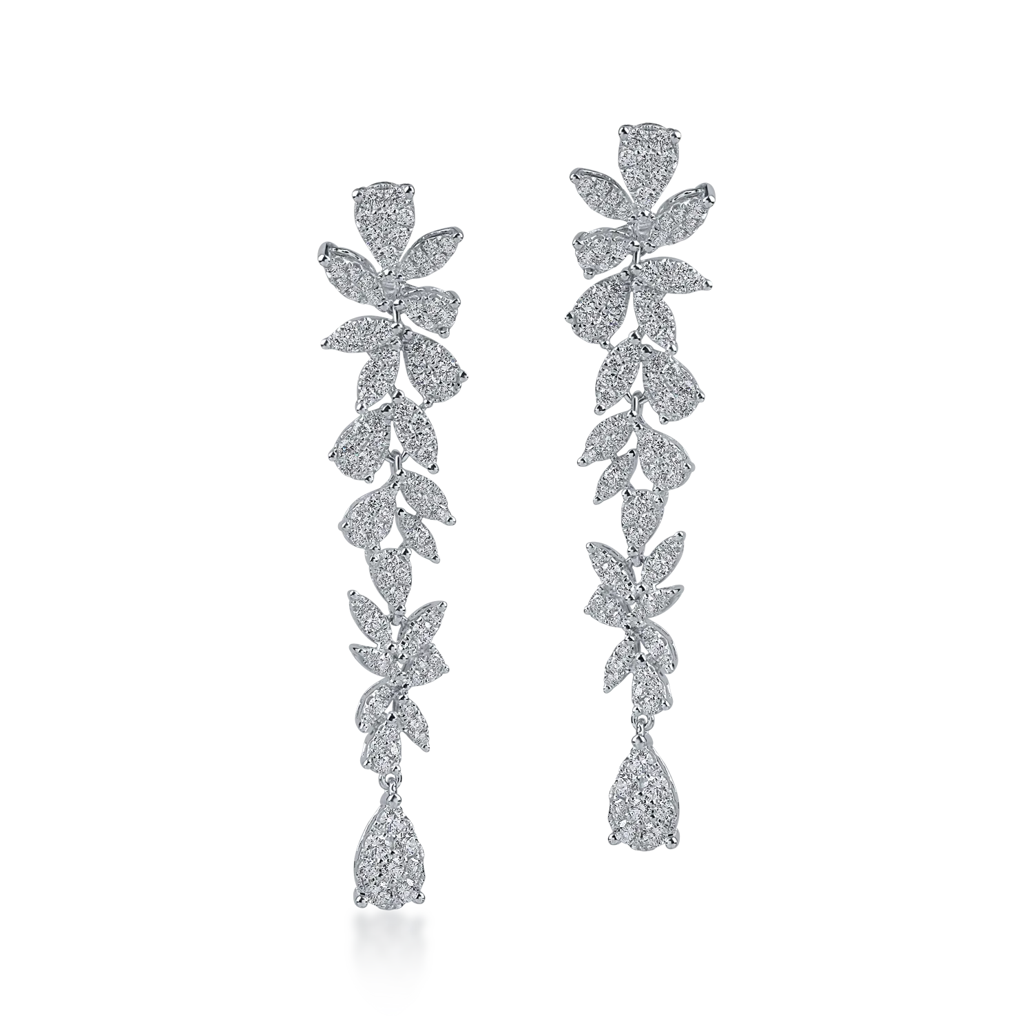 Cercei lungi din aur alb cu diamante de 1.4ct-190390