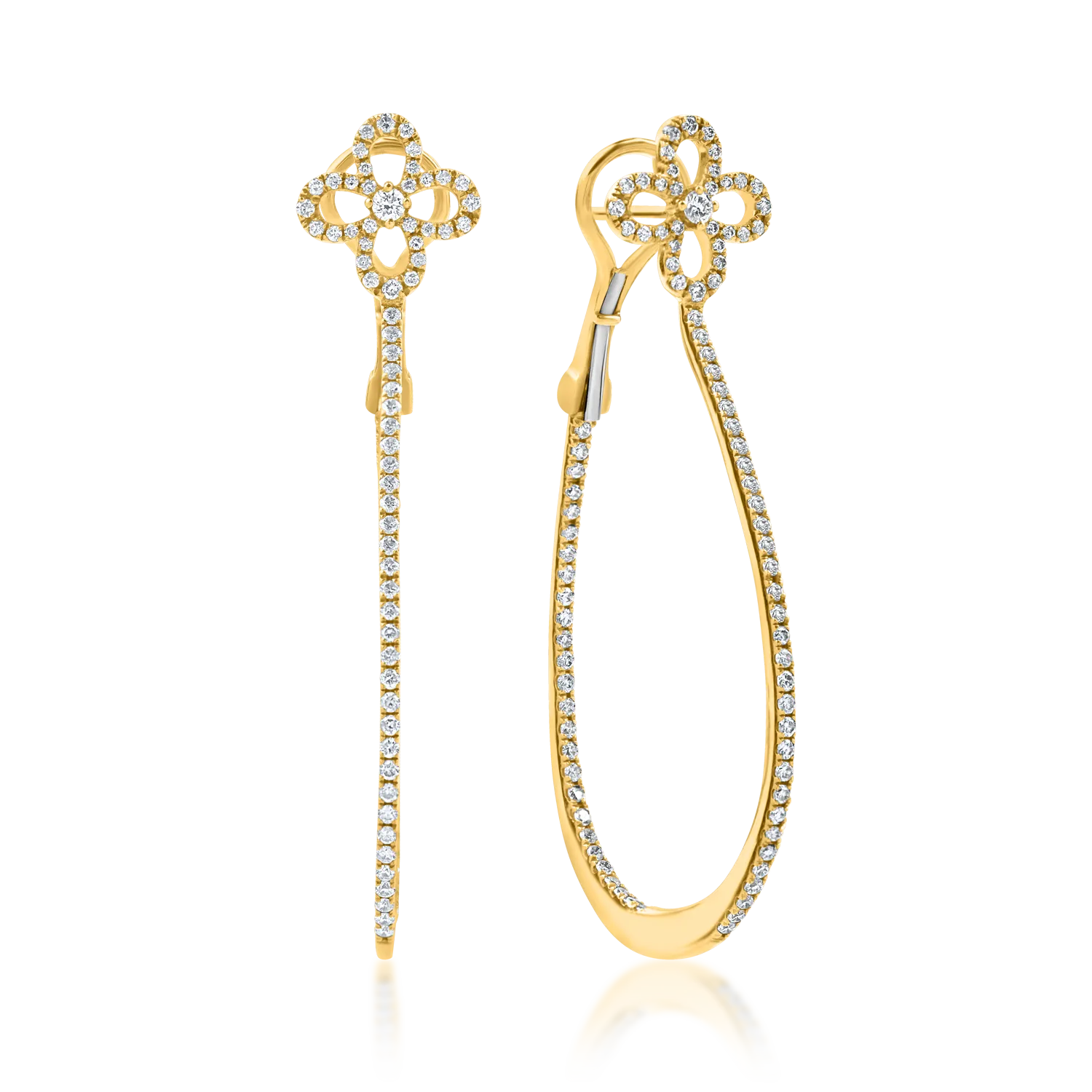 Żółte złote kolczyki w kształcie obręczy z diamentami 0.8ct