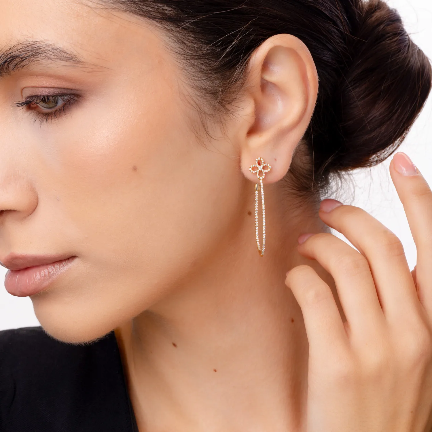 Żółte złote kolczyki w kształcie obręczy z diamentami 0.8ct