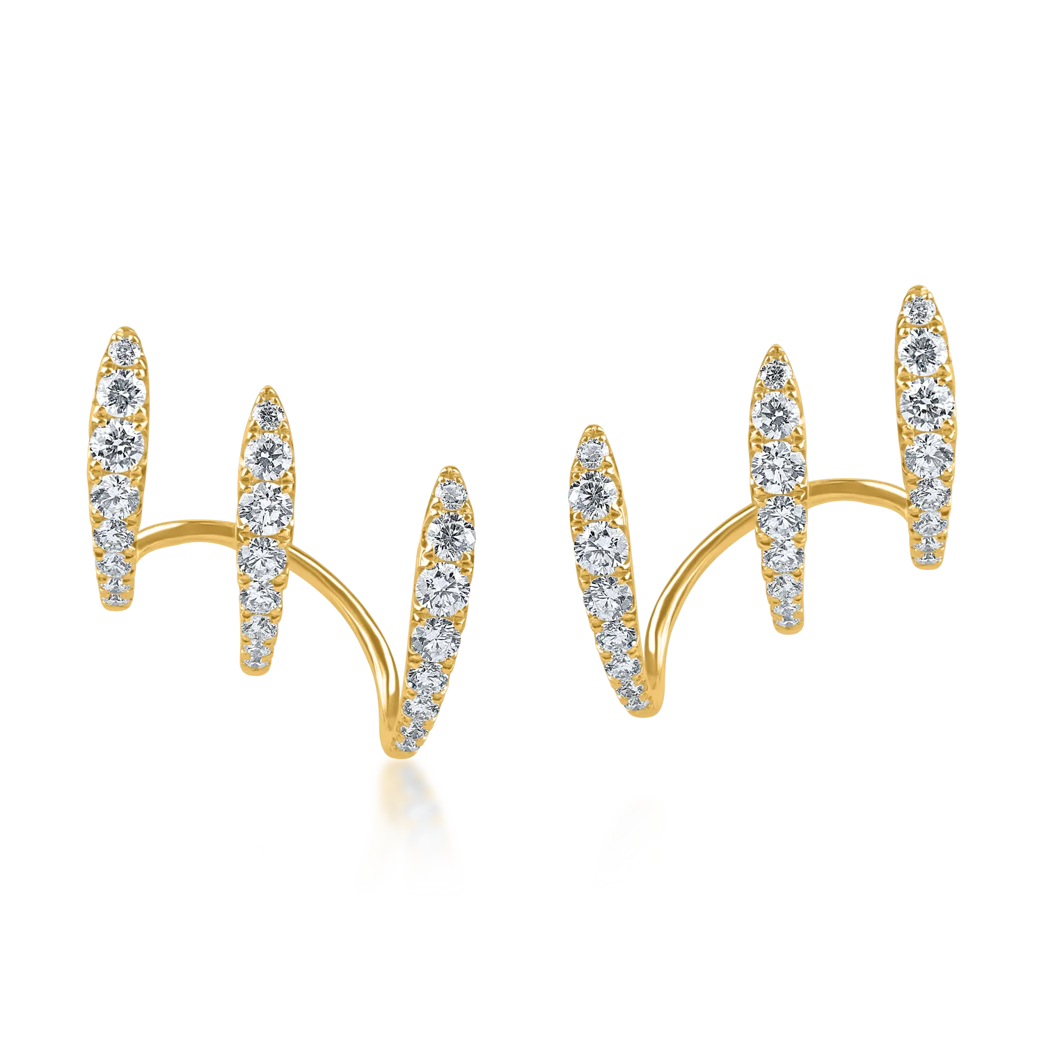 Cercei minimalisti on ear din aur galben cu diamante de 0.8ct