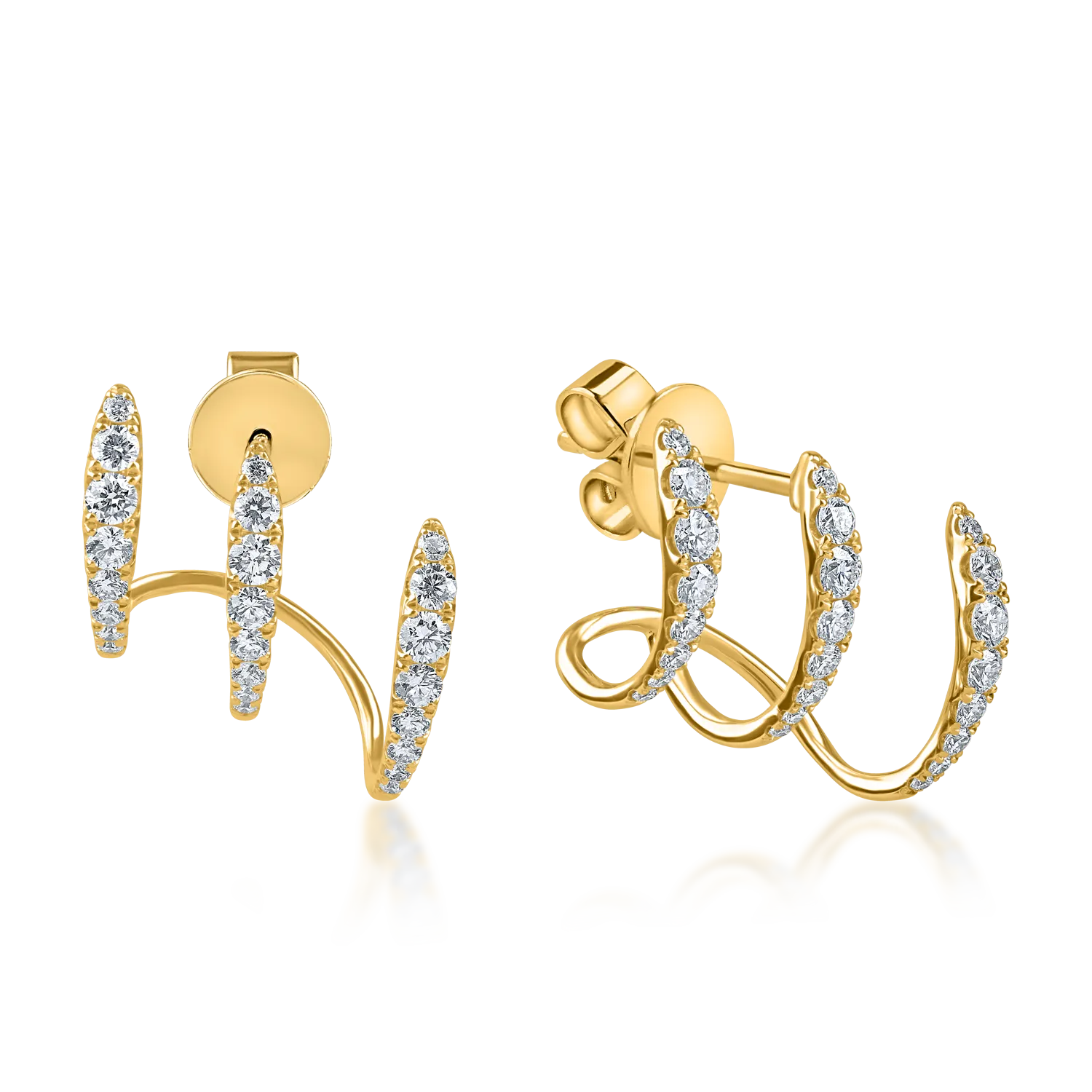 Cercei minimalisti on ear din aur galben cu diamante de 0.8ct