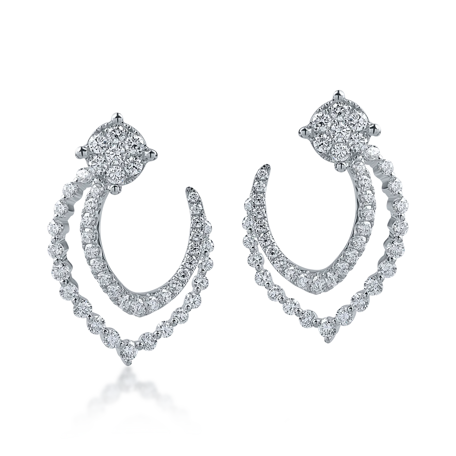 Cercei din aur alb cu diamante microsetting de 1.6ct - 1 | YEO