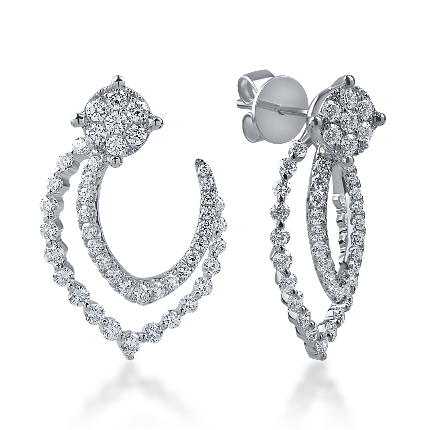 Cercei din aur alb cu diamante microsetting de 1.6ct