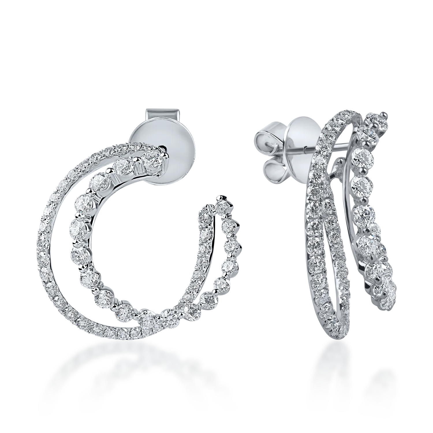 Cercei din aur alb cu diamante microsetting de 3.3ct