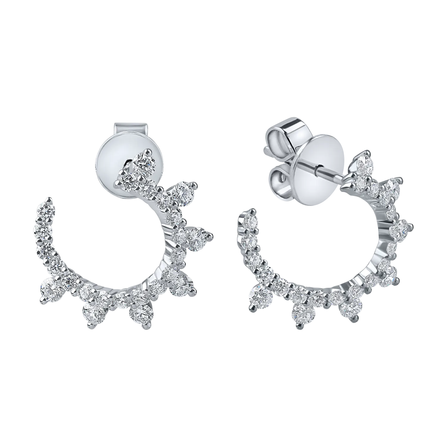 Cercei on ear din aur alb cu diamante de 1.1ct