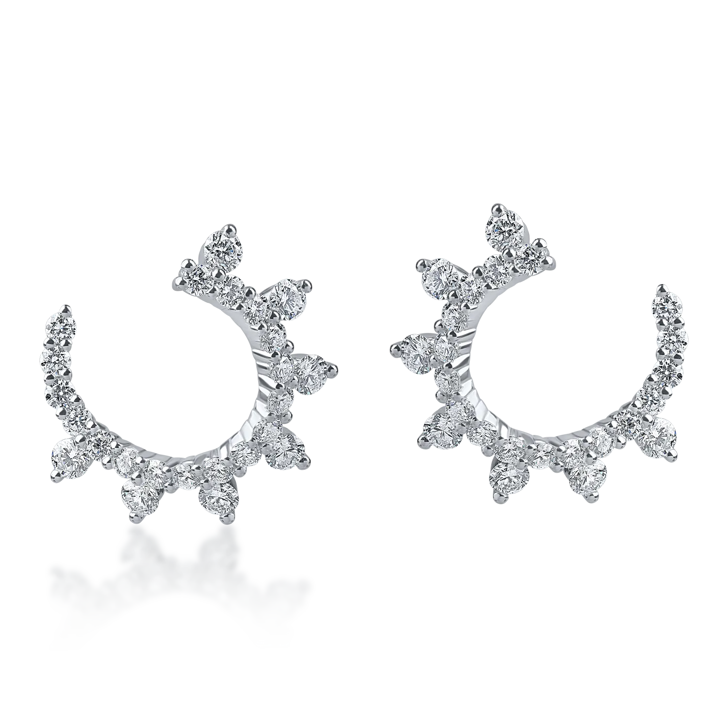 Cercei on ear din aur alb cu diamante de 1.1ct