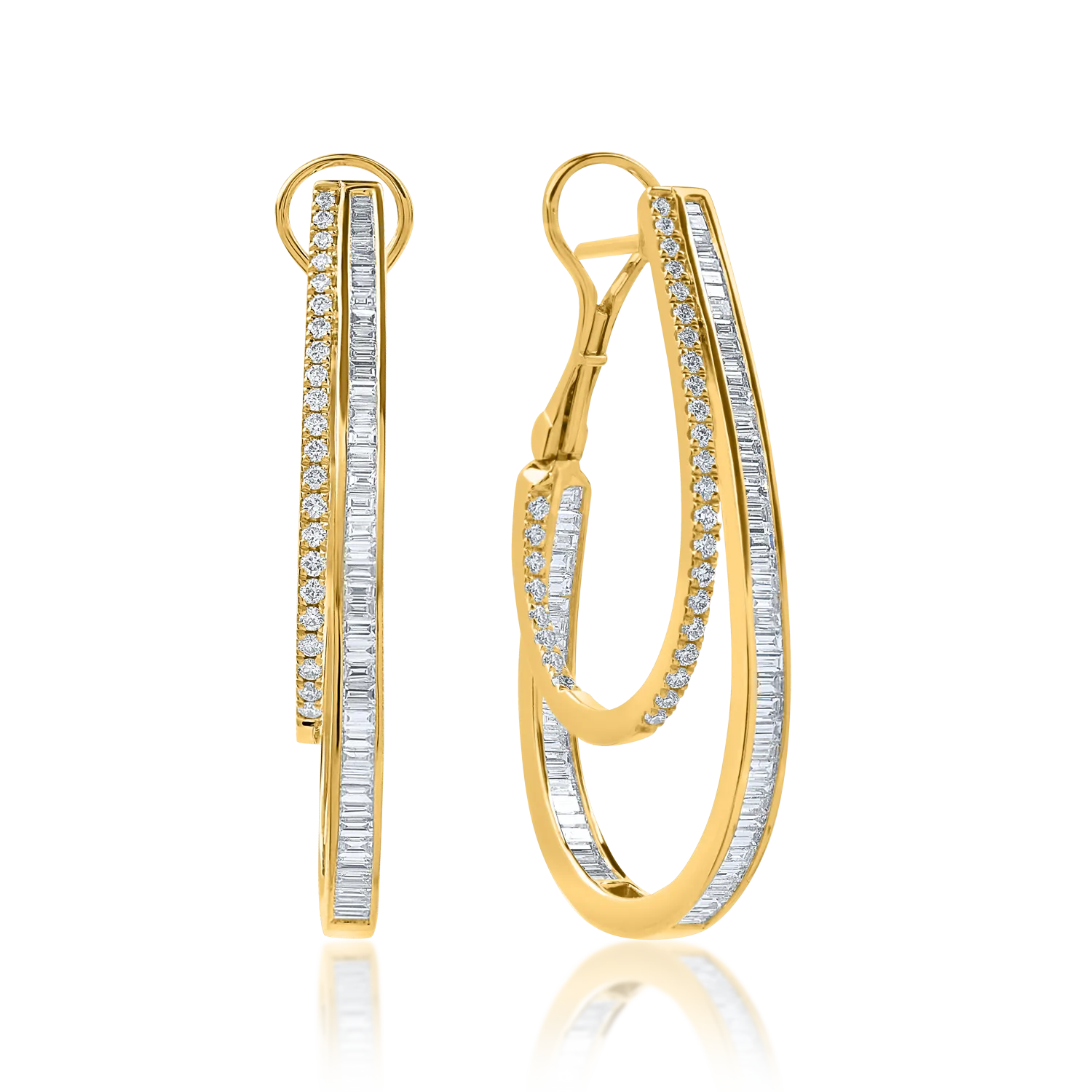 Żółte złote geometryczne kolczyki z diamentami 1.8ct