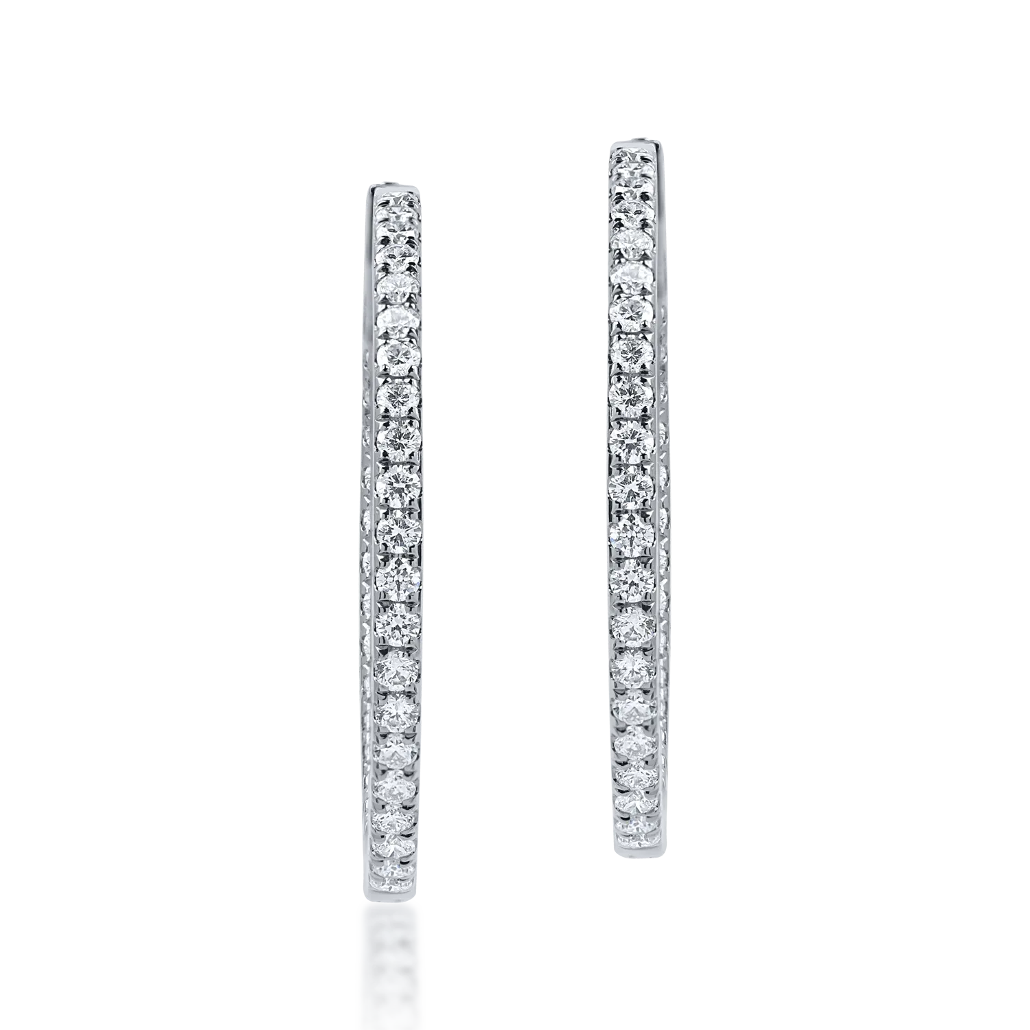 Cercei creole din aur alb cu diamante de 1.6ct - 1 | YEO