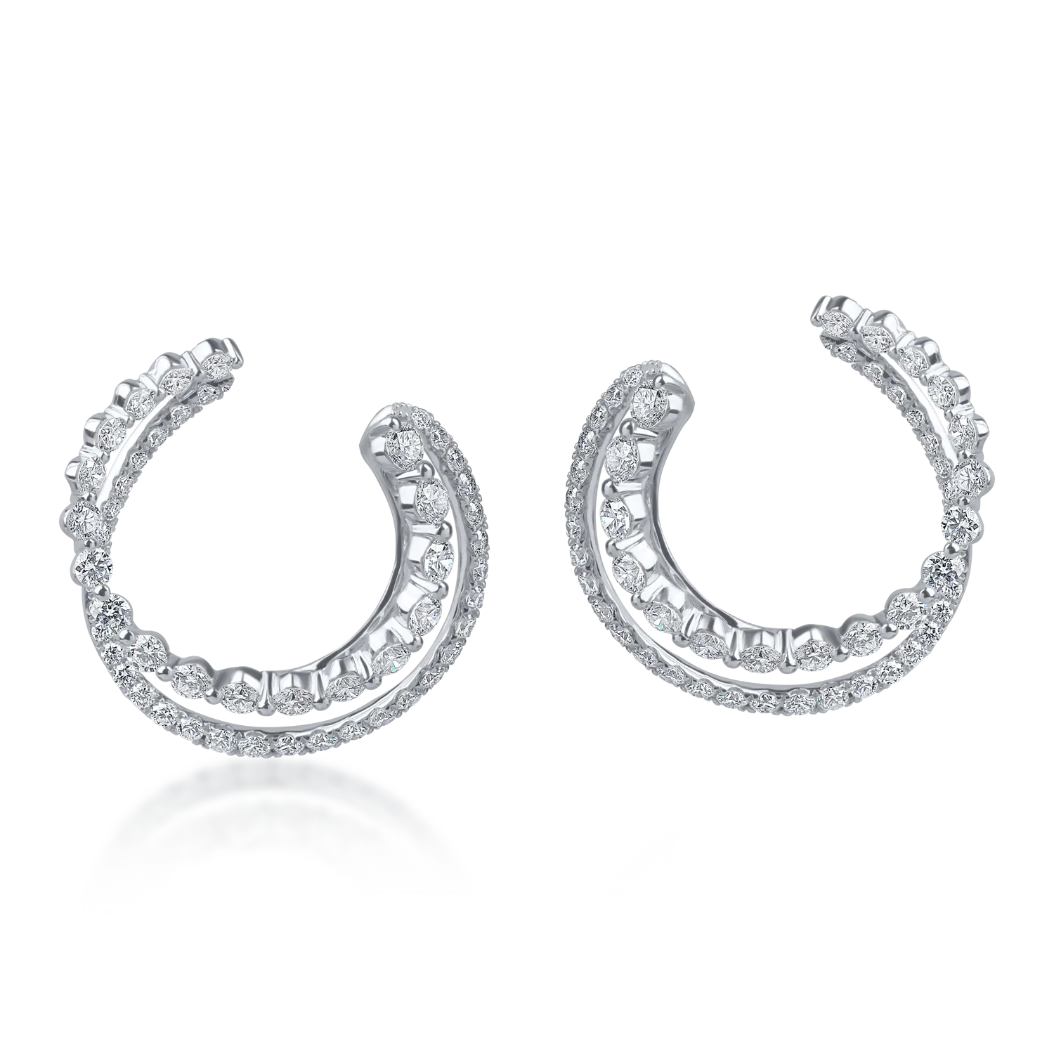 Cercei dubli on ear din aur alb cu diamante de 3.3ct - 1 | YEO