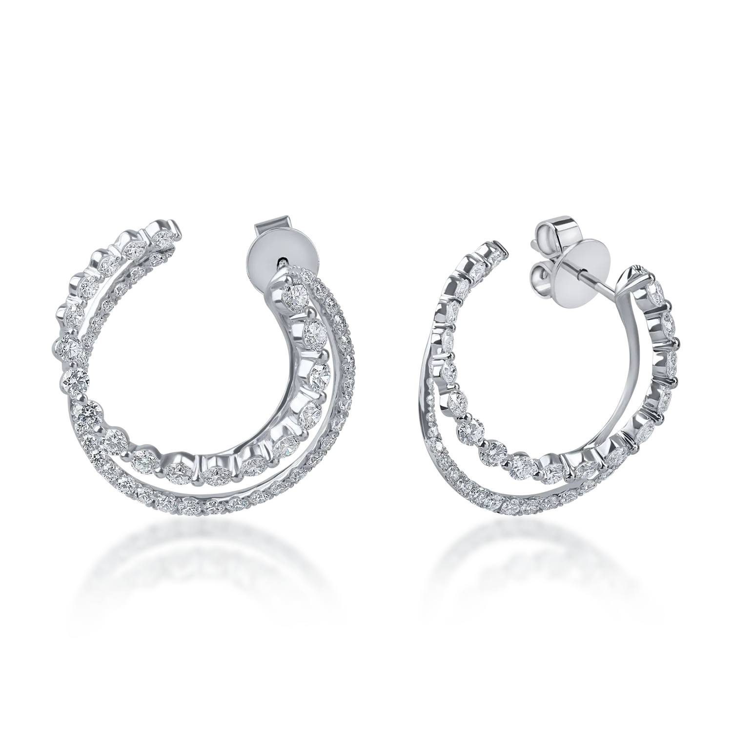 Cercei dubli on ear din aur alb cu diamante de 3.3ct